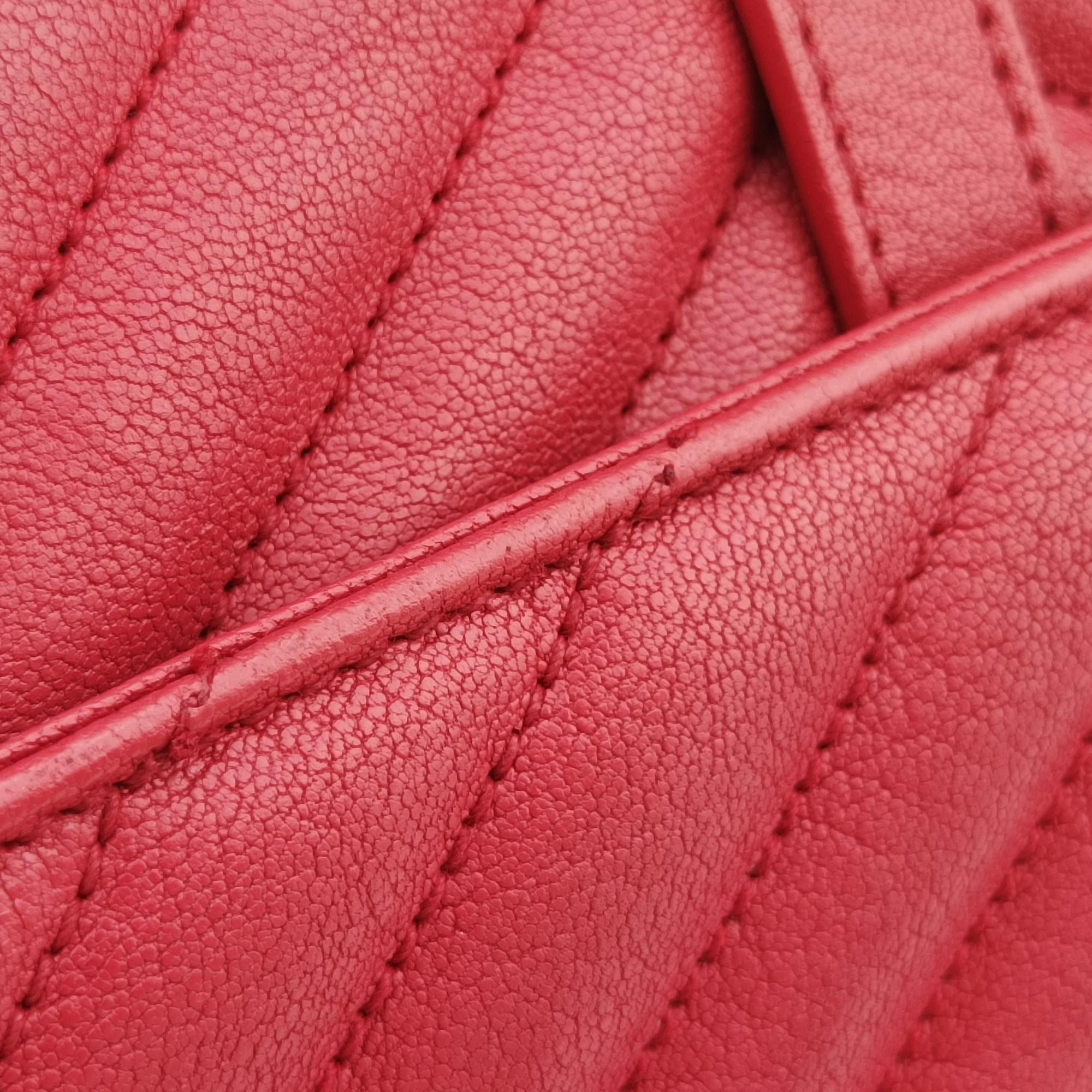 Pre-owned Yves Saint Laurent COLLEGE Red Leather 428056 shoulderbag | stylenewstar
