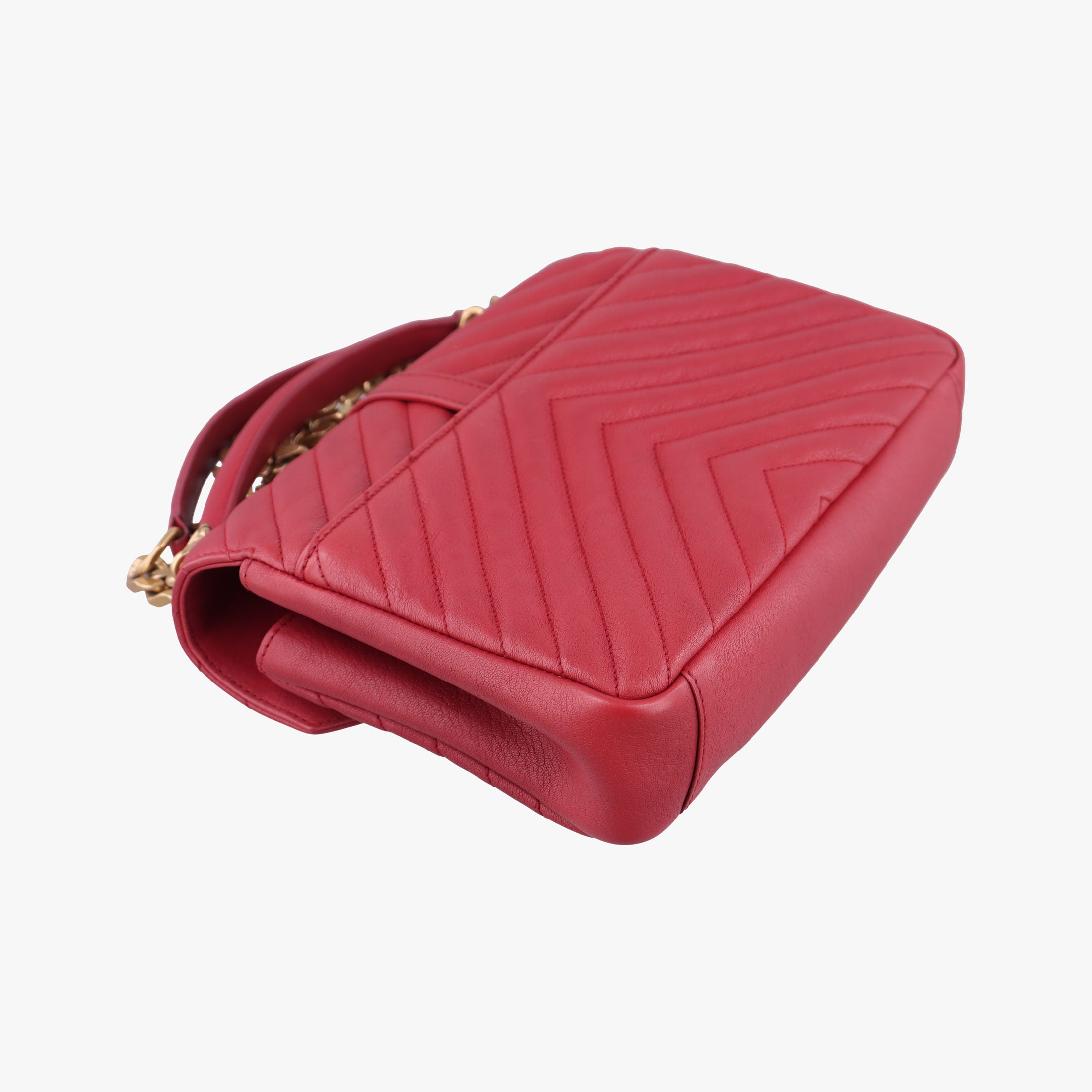 Pre-owned Yves Saint Laurent COLLEGE Red Leather 428056 shoulderbag | stylenewstar