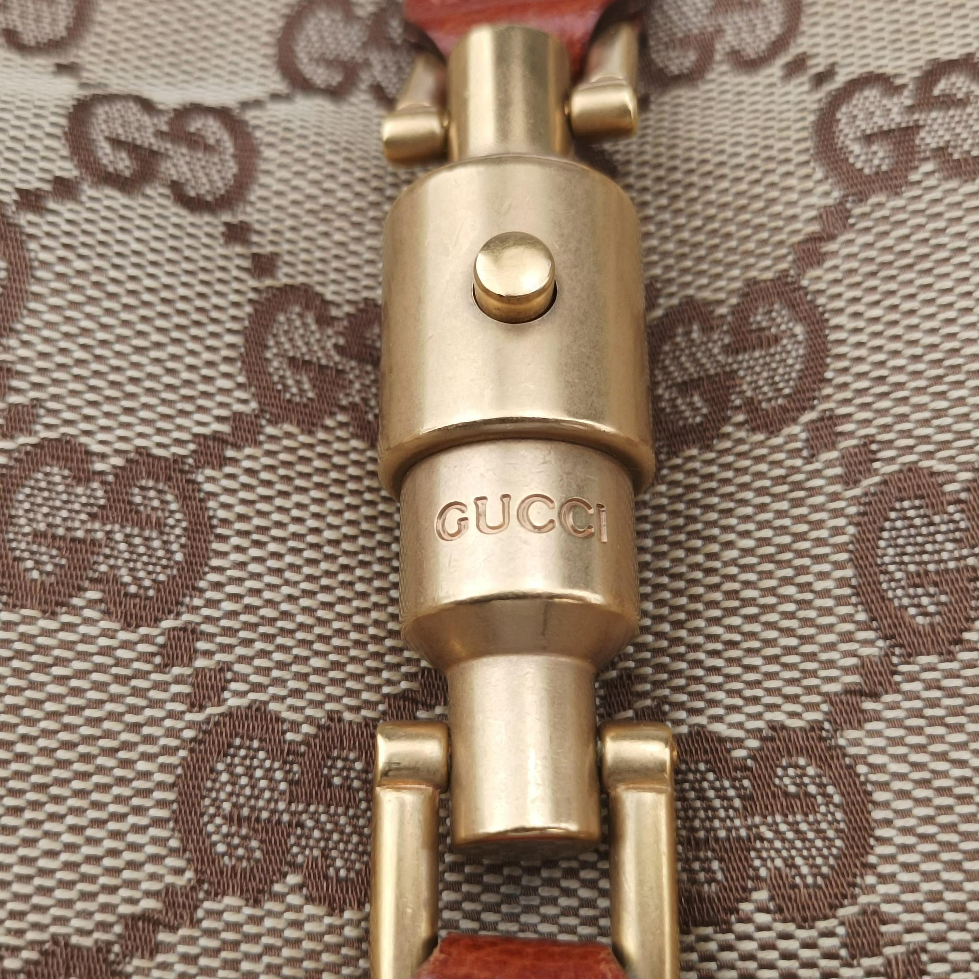 Vintage Gucci Piston Lock Jackie Hobo Brown canvas×leather 120885 handbag | stylenewstar