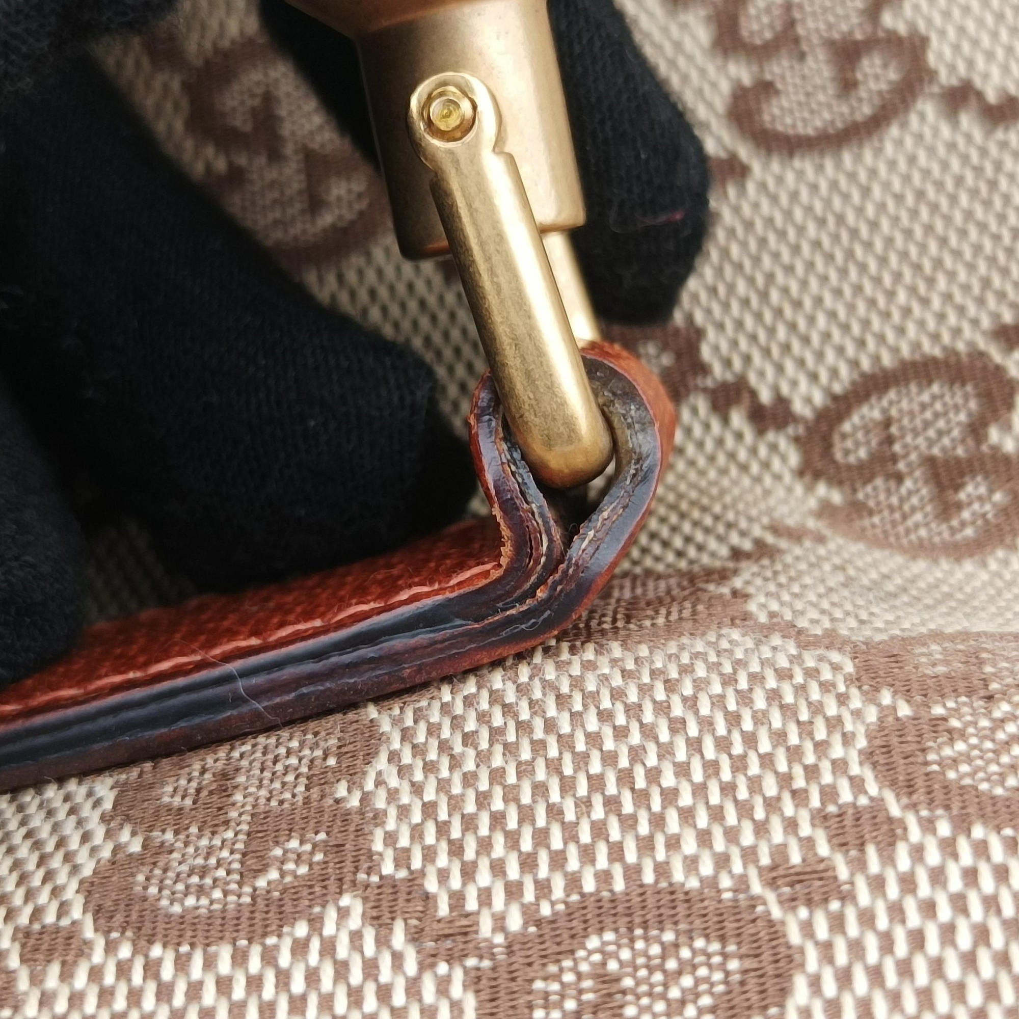 Vintage Gucci Piston Lock Jackie Hobo Brown canvas×leather 120885 handbag | stylenewstar