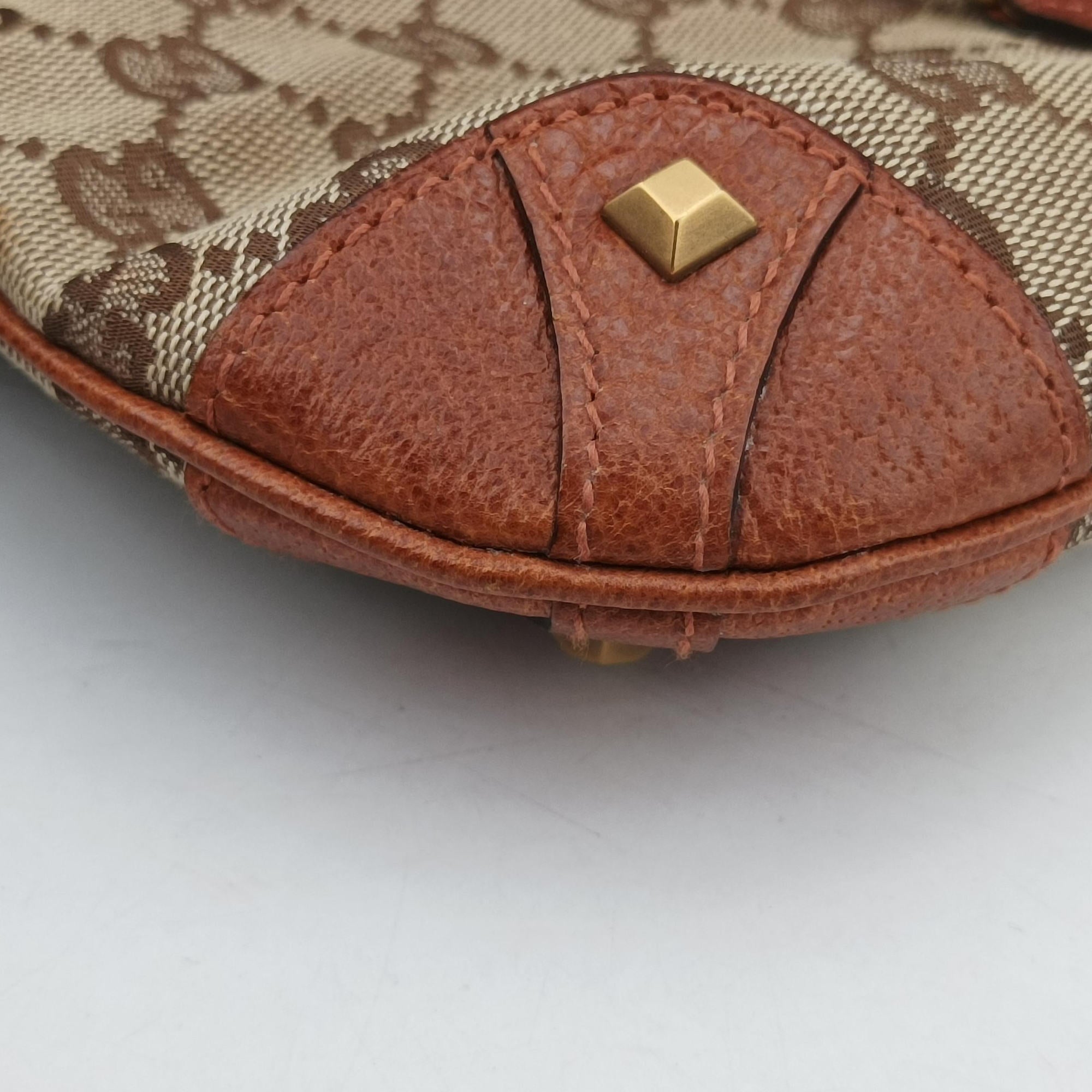 Vintage Gucci Piston Lock Jackie Hobo Brown canvas×leather 120885 handbag | stylenewstar