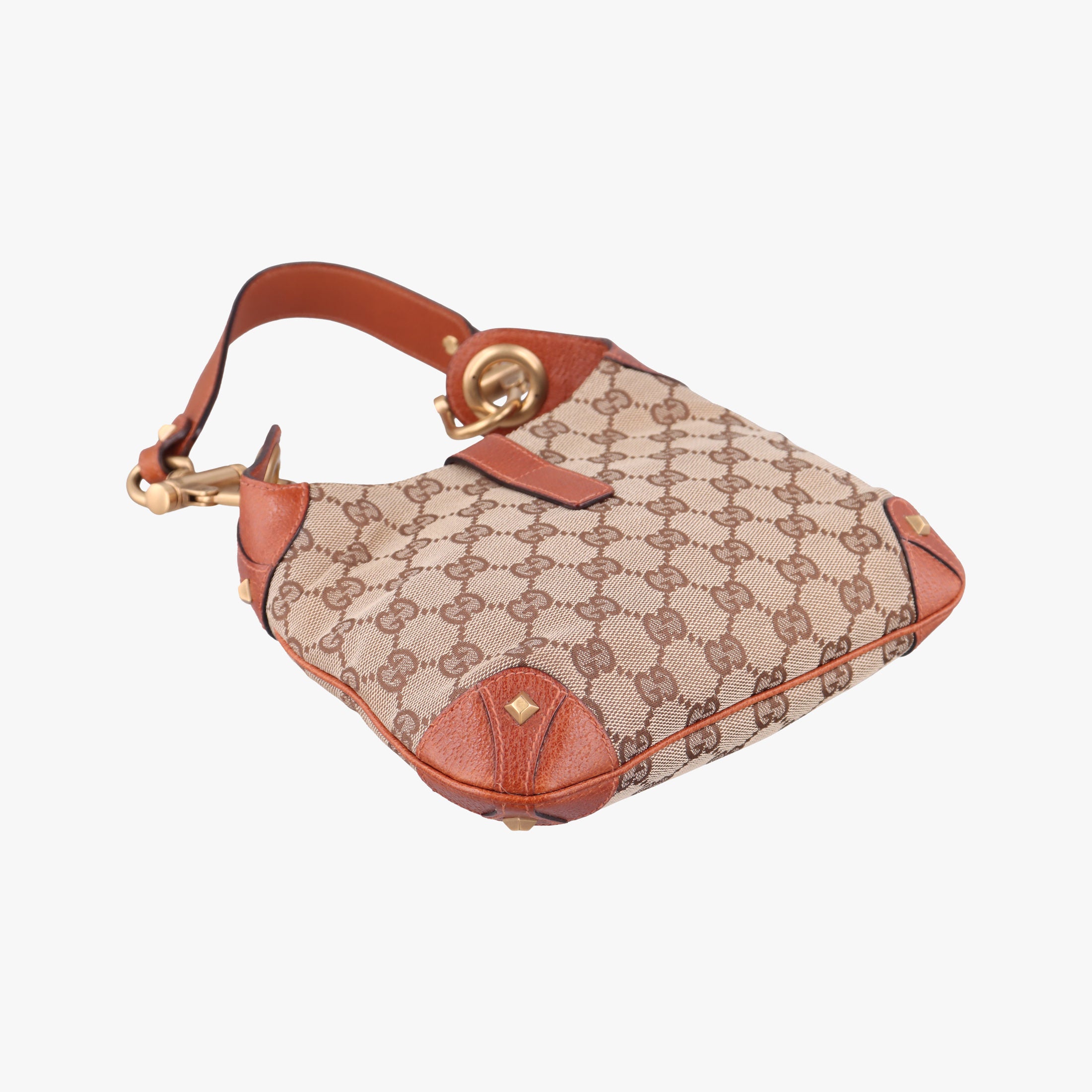 Vintage Gucci Piston Lock Jackie Hobo Brown canvas×leather 120885 handbag | stylenewstar