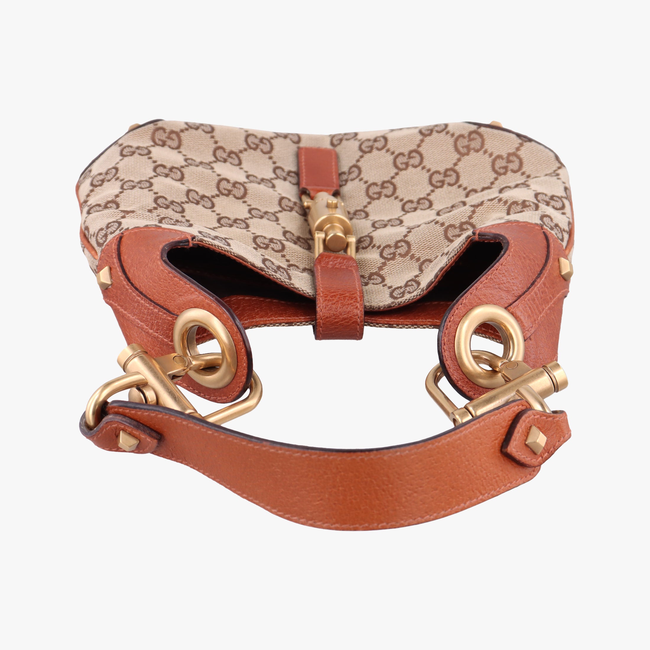 Vintage Gucci Piston Lock Jackie Hobo Brown canvas×leather 120885 handbag | stylenewstar