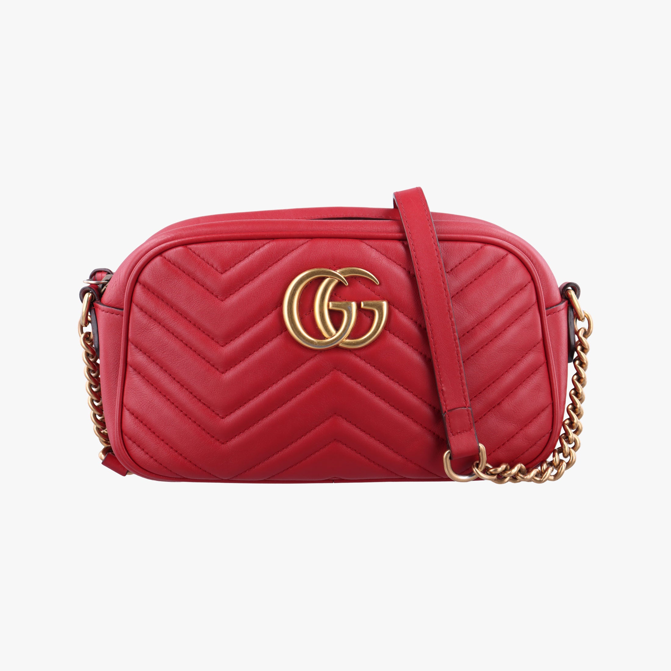 Secondhand Gucci GG Marmont Red Leather 447632 shoulderbag | stylenewstar