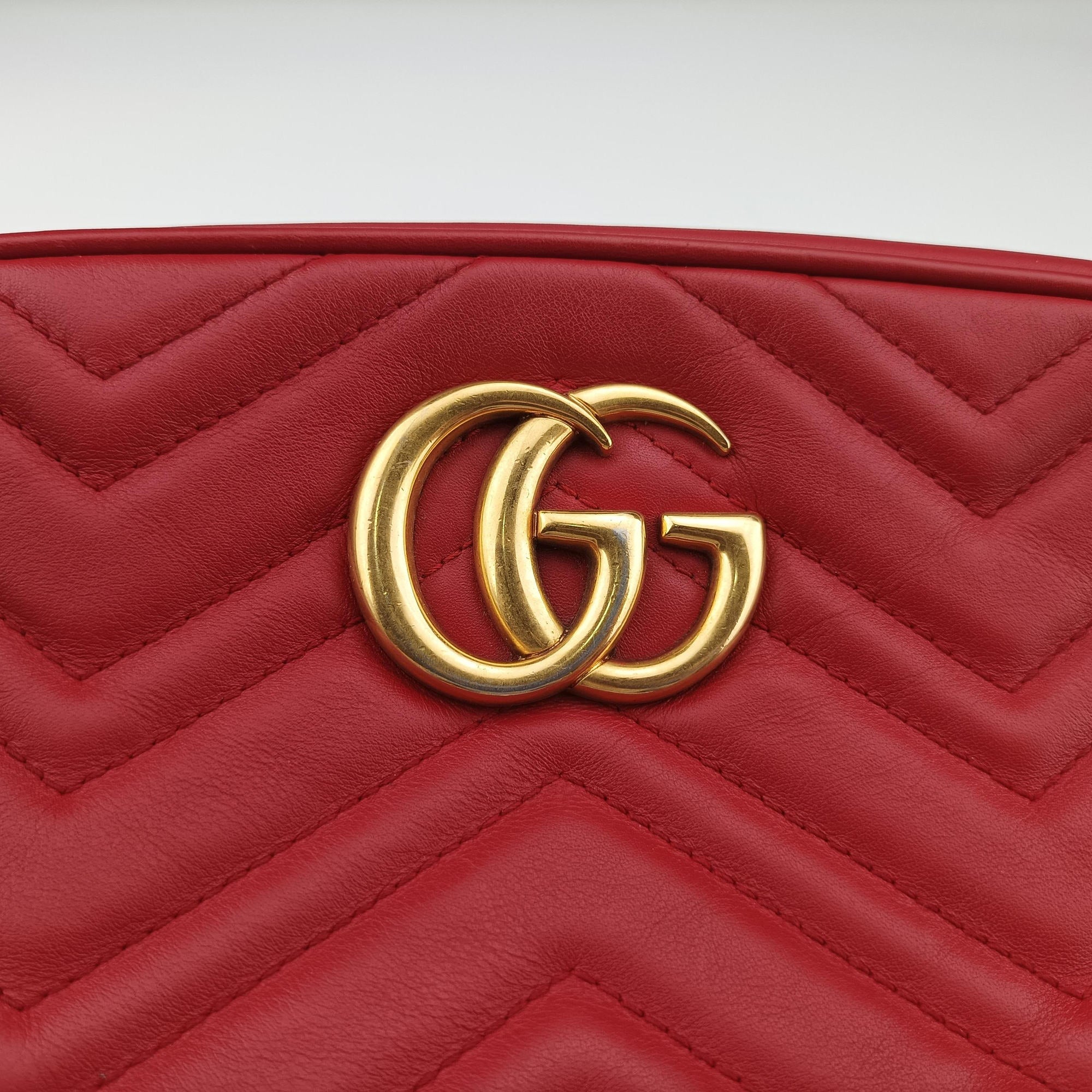 Secondhand Gucci GG Marmont Red Leather 447632 shoulderbag | stylenewstar