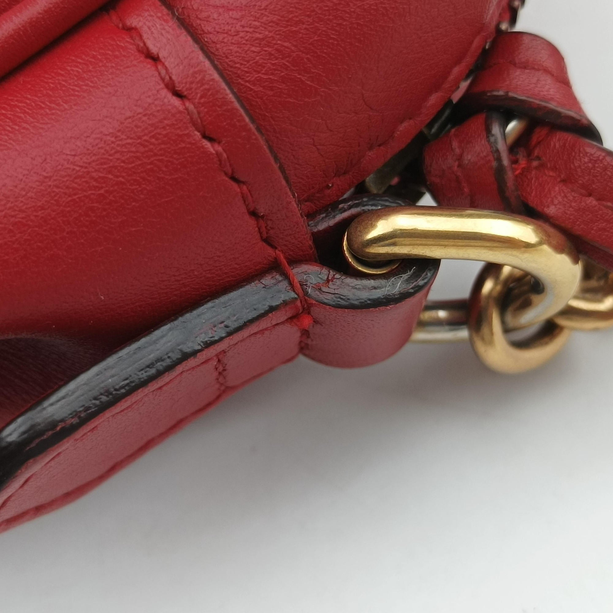 Secondhand Gucci GG Marmont Red Leather 447632 shoulderbag | stylenewstar