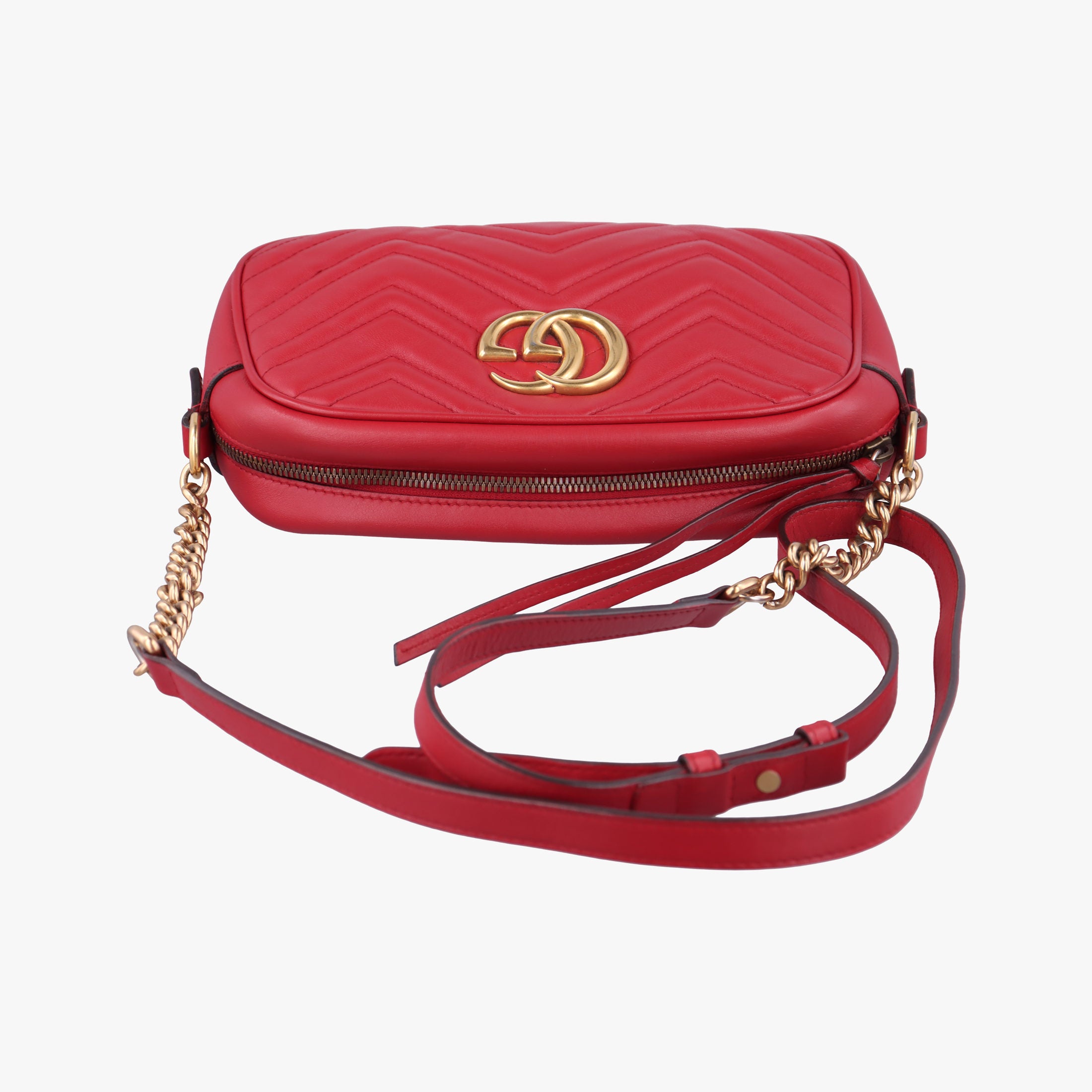 Secondhand Gucci GG Marmont Red Leather 447632 shoulderbag | stylenewstar