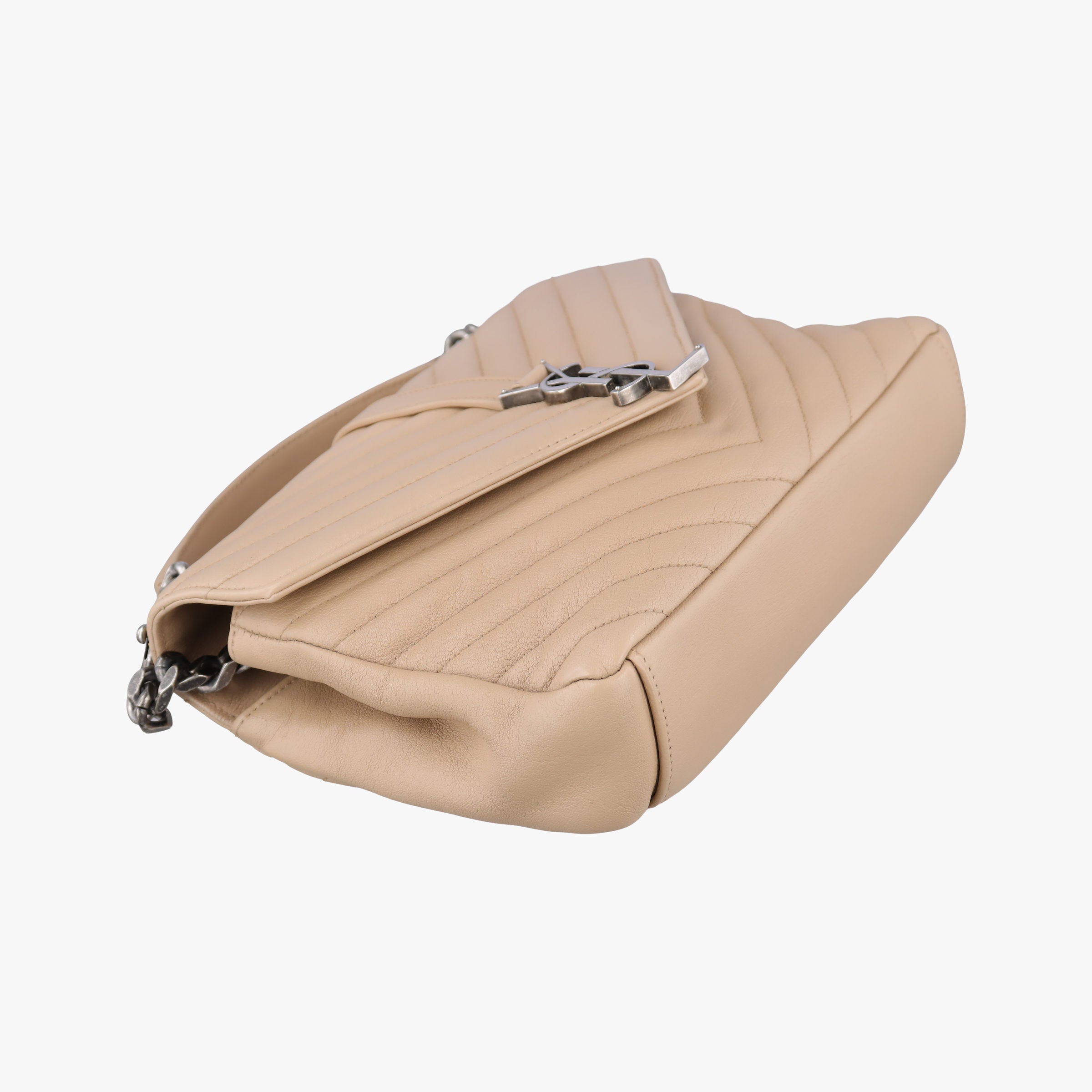 Pre-owned Yves Saint Laurent COLLEGE Beige Leather 428056 shoulderbag | stylenewstar
