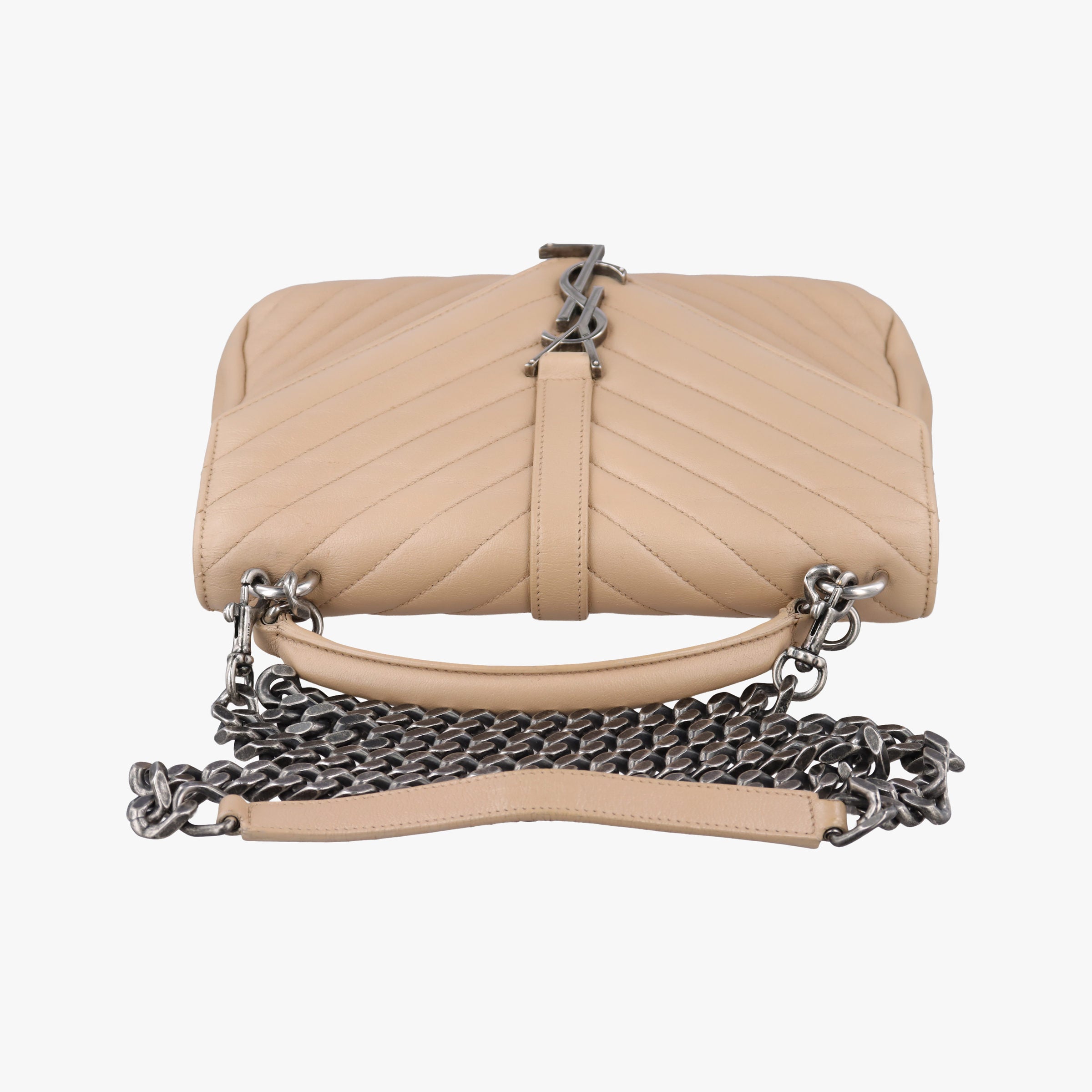 Pre-owned Yves Saint Laurent COLLEGE Beige Leather 428056 shoulderbag | stylenewstar