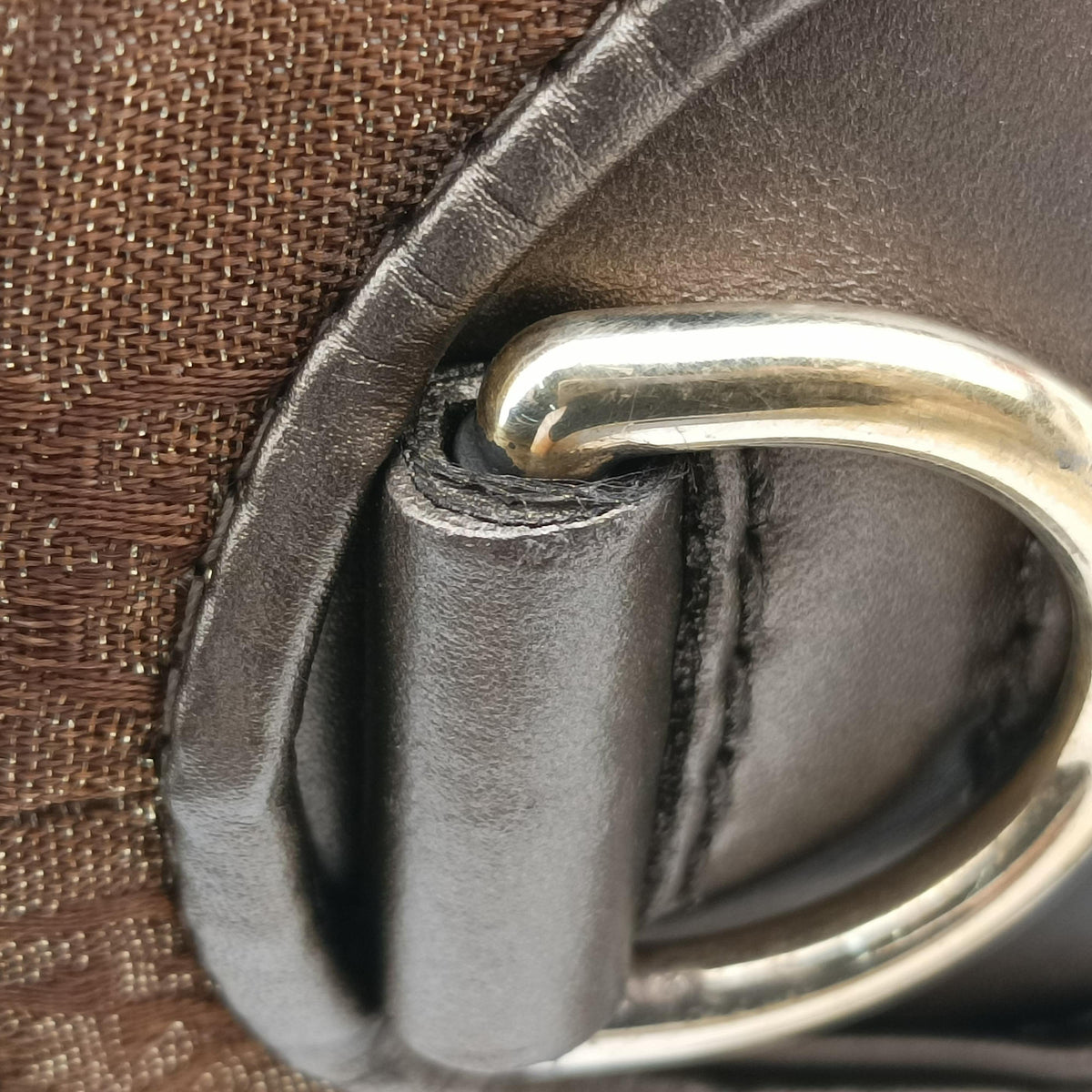 Pre-owned Gucci Heart Bit charm Golden×Brown canvas×leather 269955 handbag | stylenewstar
