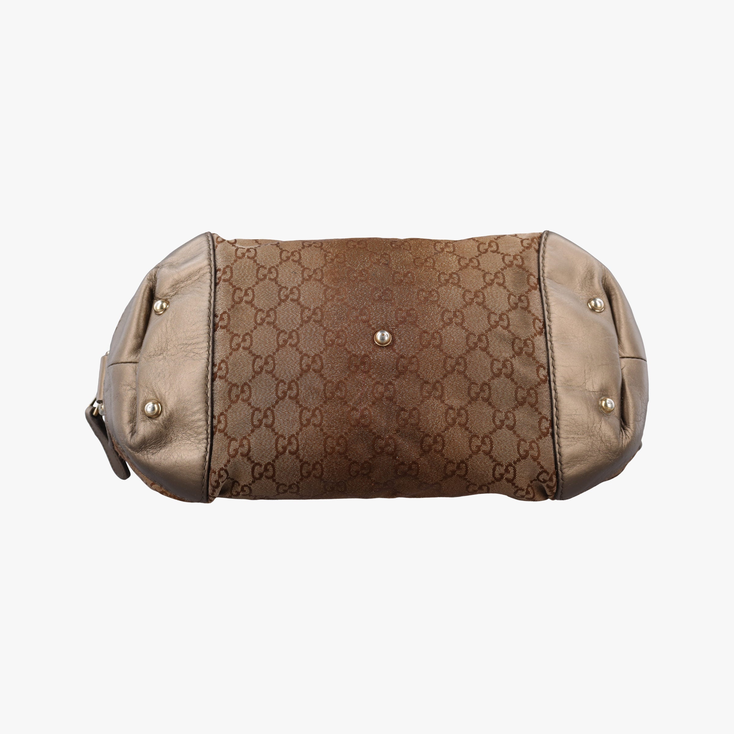 Pre-owned Gucci Heart Bit charm Golden×Brown canvas×leather 269955 handbag | stylenewstar