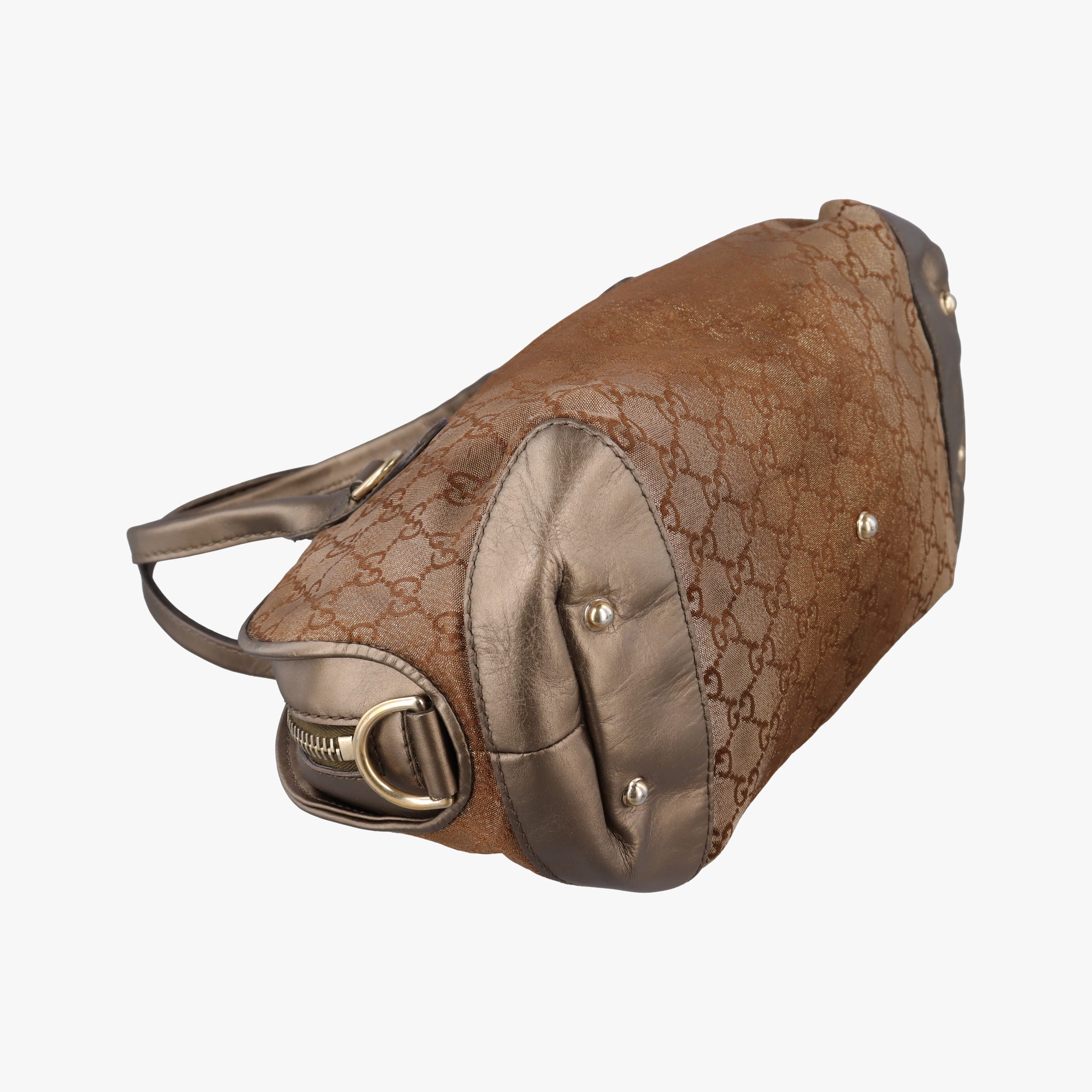 Pre-owned Gucci Heart Bit charm Golden×Brown canvas×leather 269955 handbag | stylenewstar