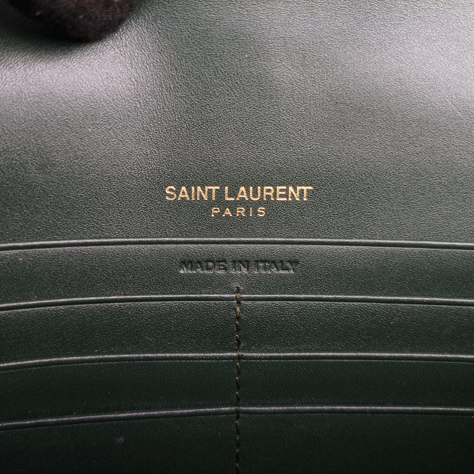 Pre-owned Yves Saint Laurent KATE Green Leather 452159 shoulderbag | stylenewstar