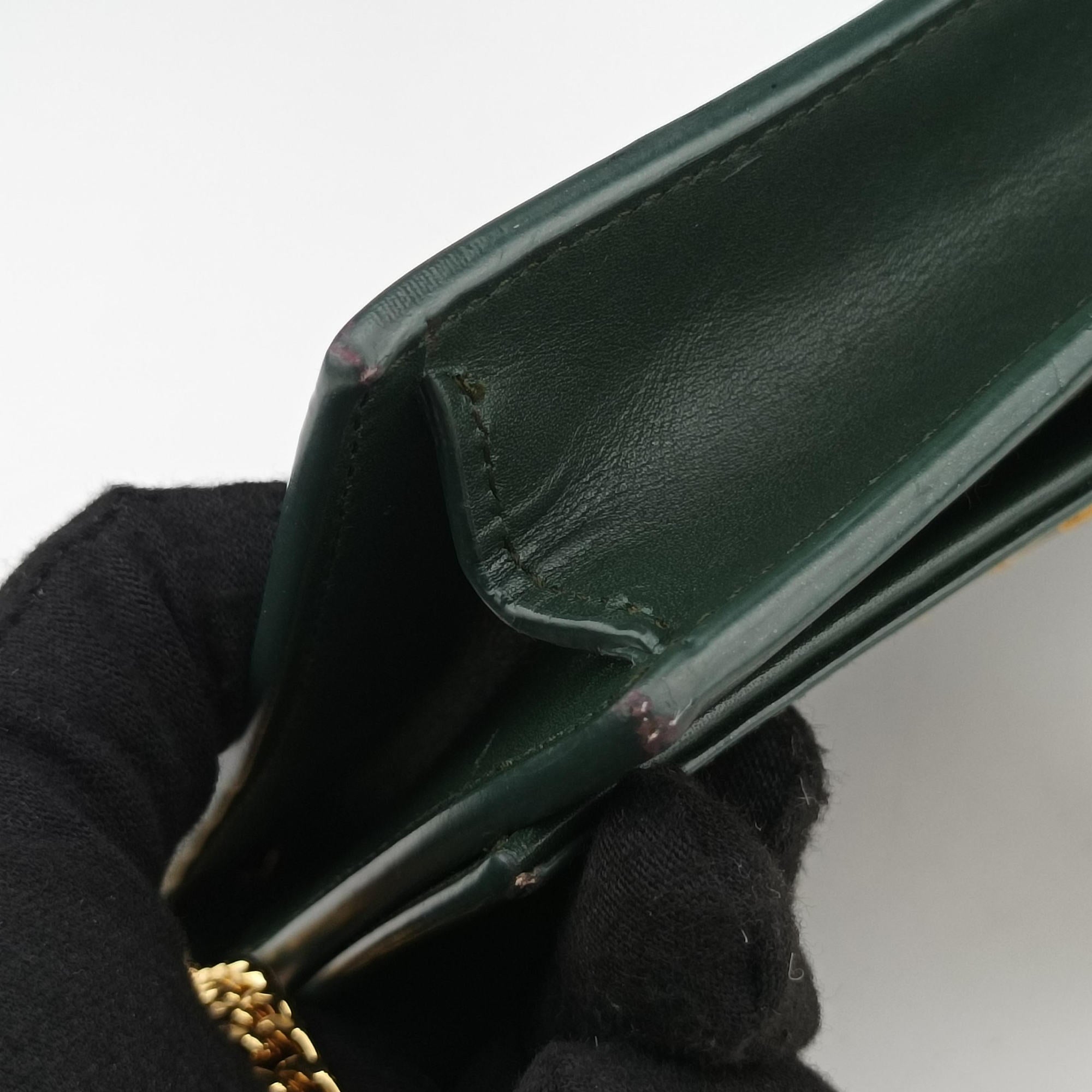 Pre-owned Yves Saint Laurent KATE Green Leather 452159 shoulderbag | stylenewstar