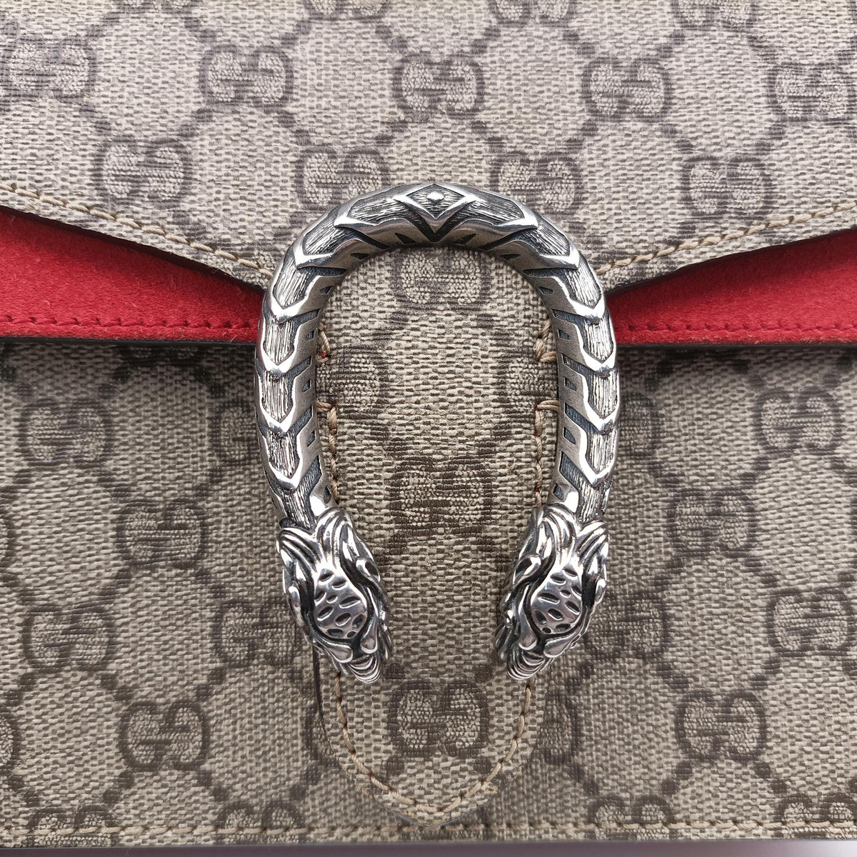 Secondhand Gucci Dionysus beige×red PVC coated canvas × suede 421970 shoulderbag | stylenewstar