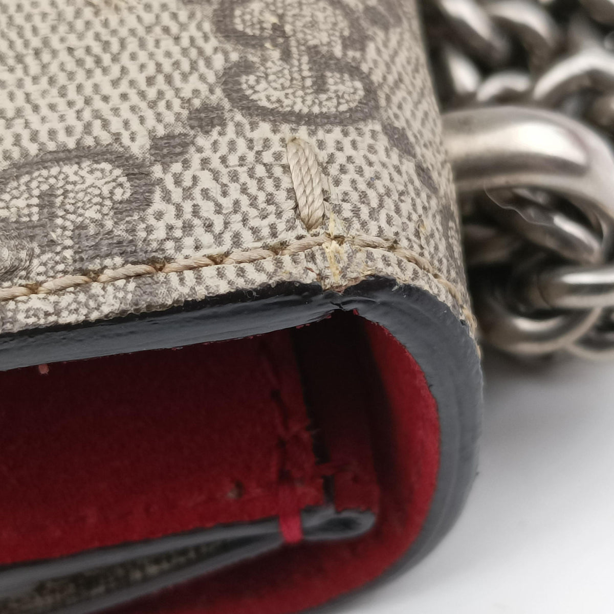 Secondhand Gucci Dionysus beige×red PVC coated canvas × suede 421970 shoulderbag | stylenewstar