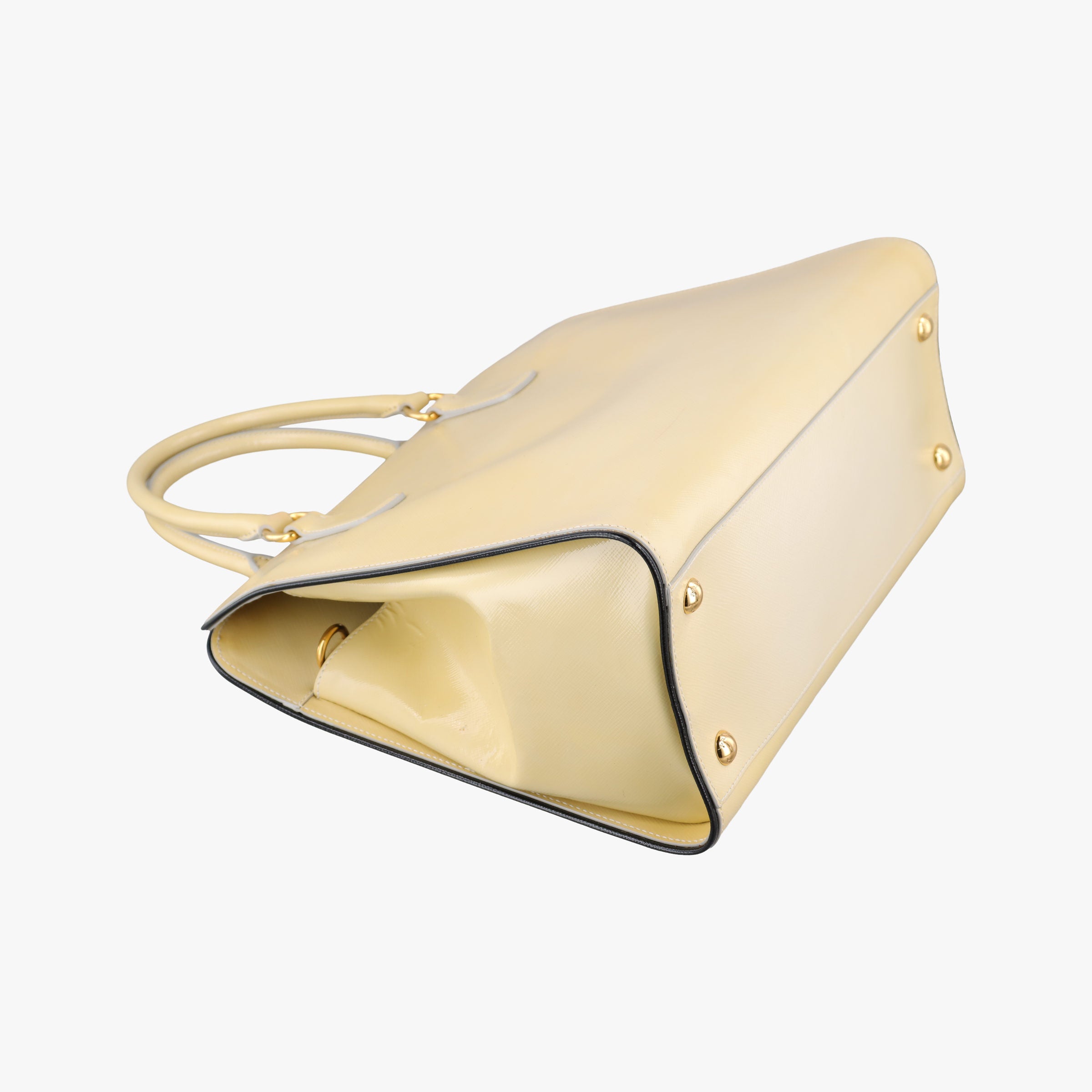 Pre-owned Prada Open tote Yellow SAFFIANO patent  shoulderbag | stylenewstar