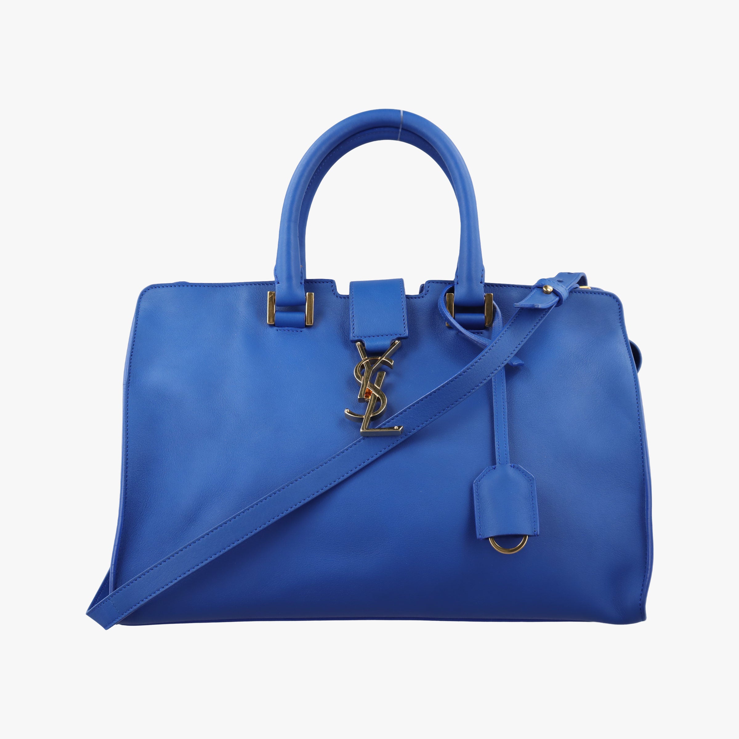Secondhand Yves Saint Laurent BABY CABAS Blue Leather 394461 shoulderbag | stylenewstar