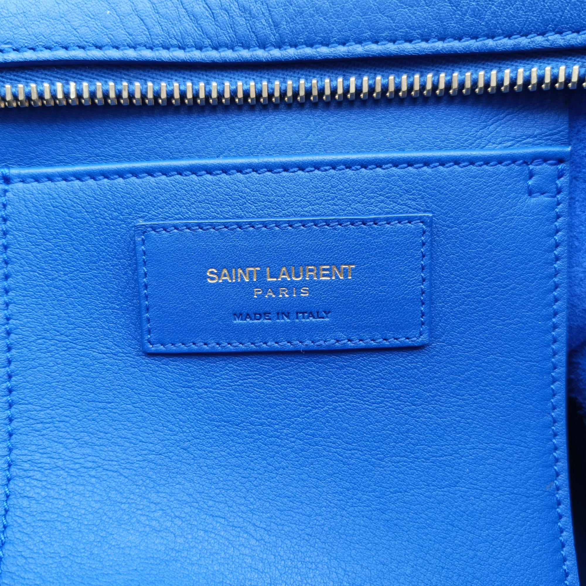 Secondhand Yves Saint Laurent BABY CABAS Blue Leather 394461 shoulderbag | stylenewstar
