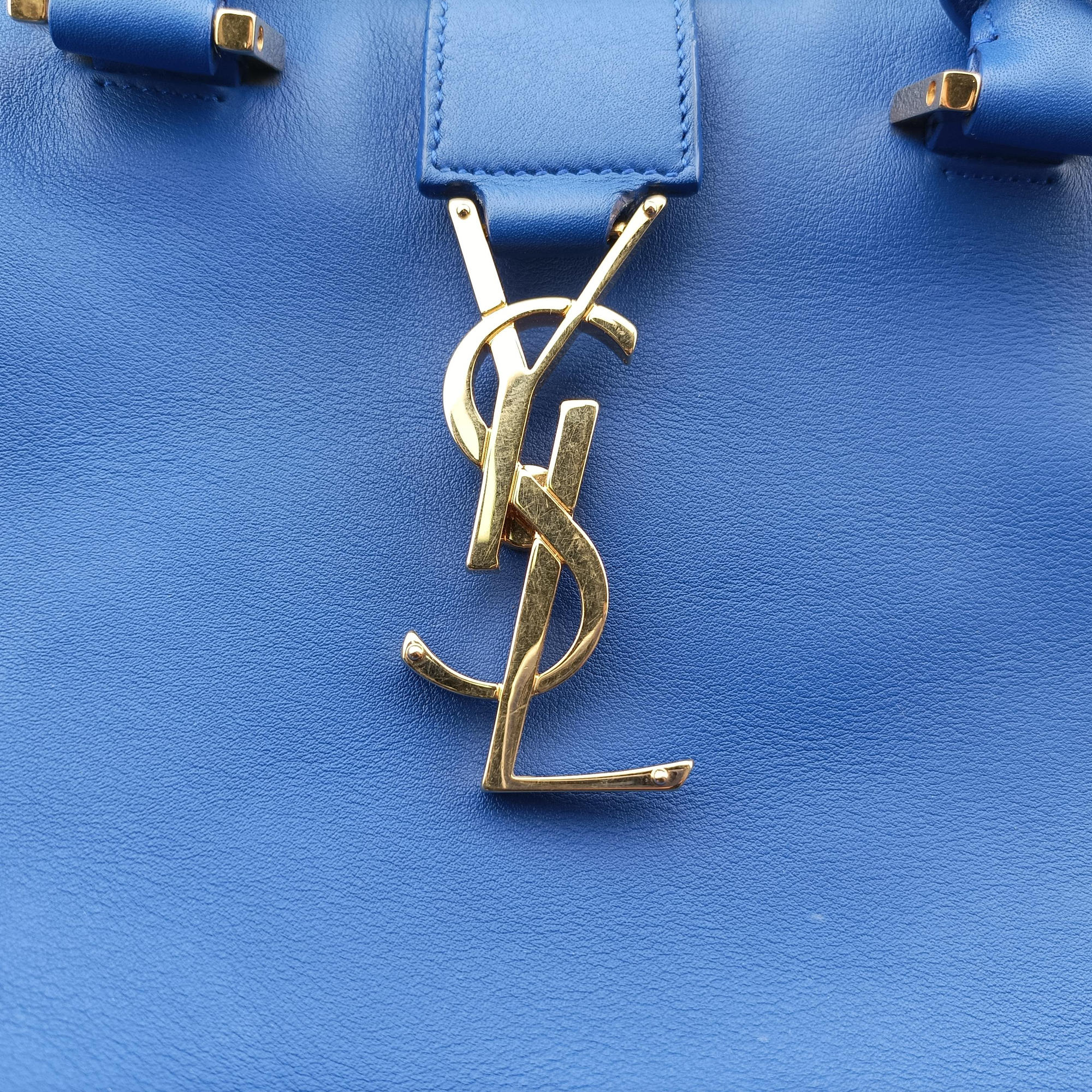 Secondhand Yves Saint Laurent BABY CABAS Blue Leather 394461 shoulderbag | stylenewstar