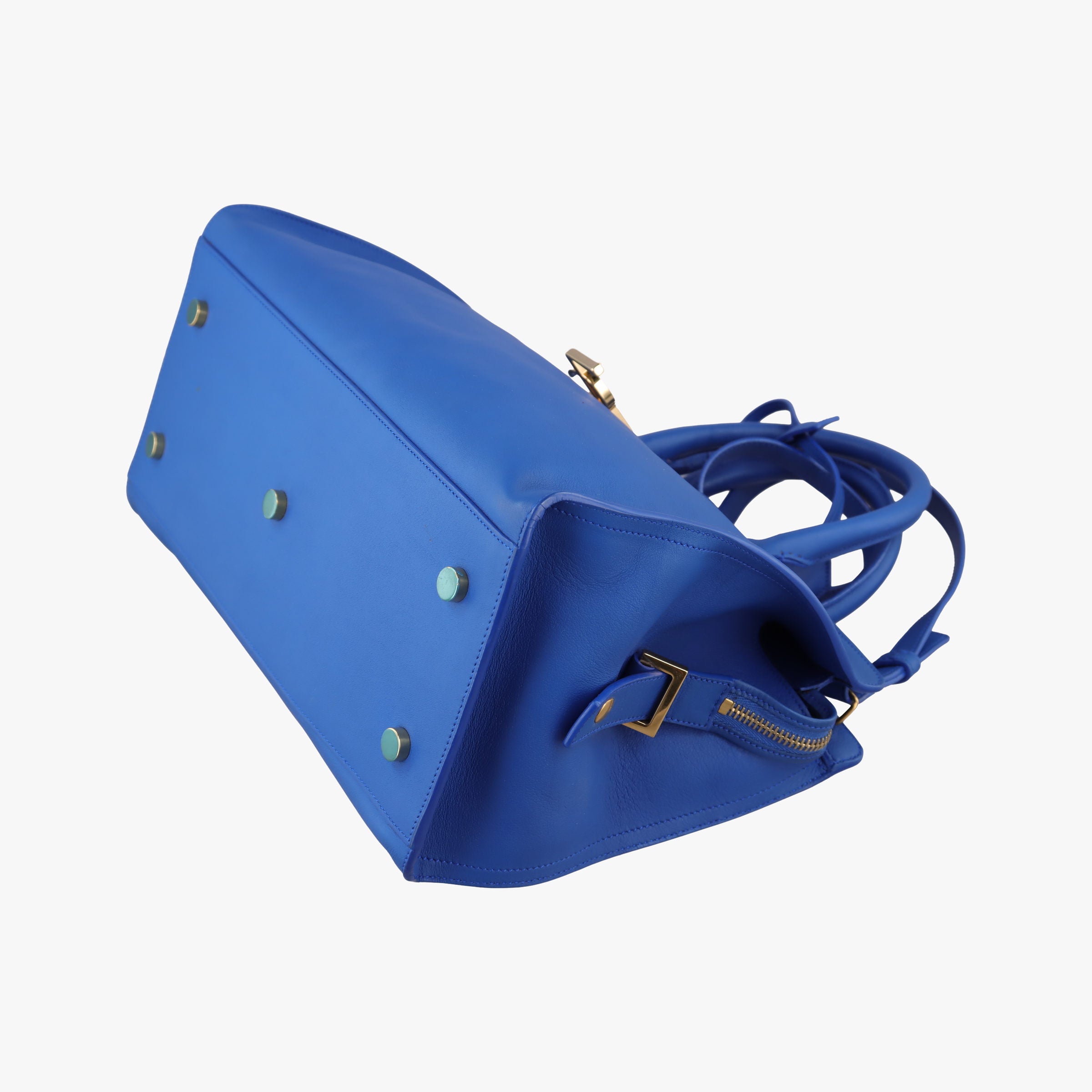 Secondhand Yves Saint Laurent BABY CABAS Blue Leather 394461 shoulderbag | stylenewstar
