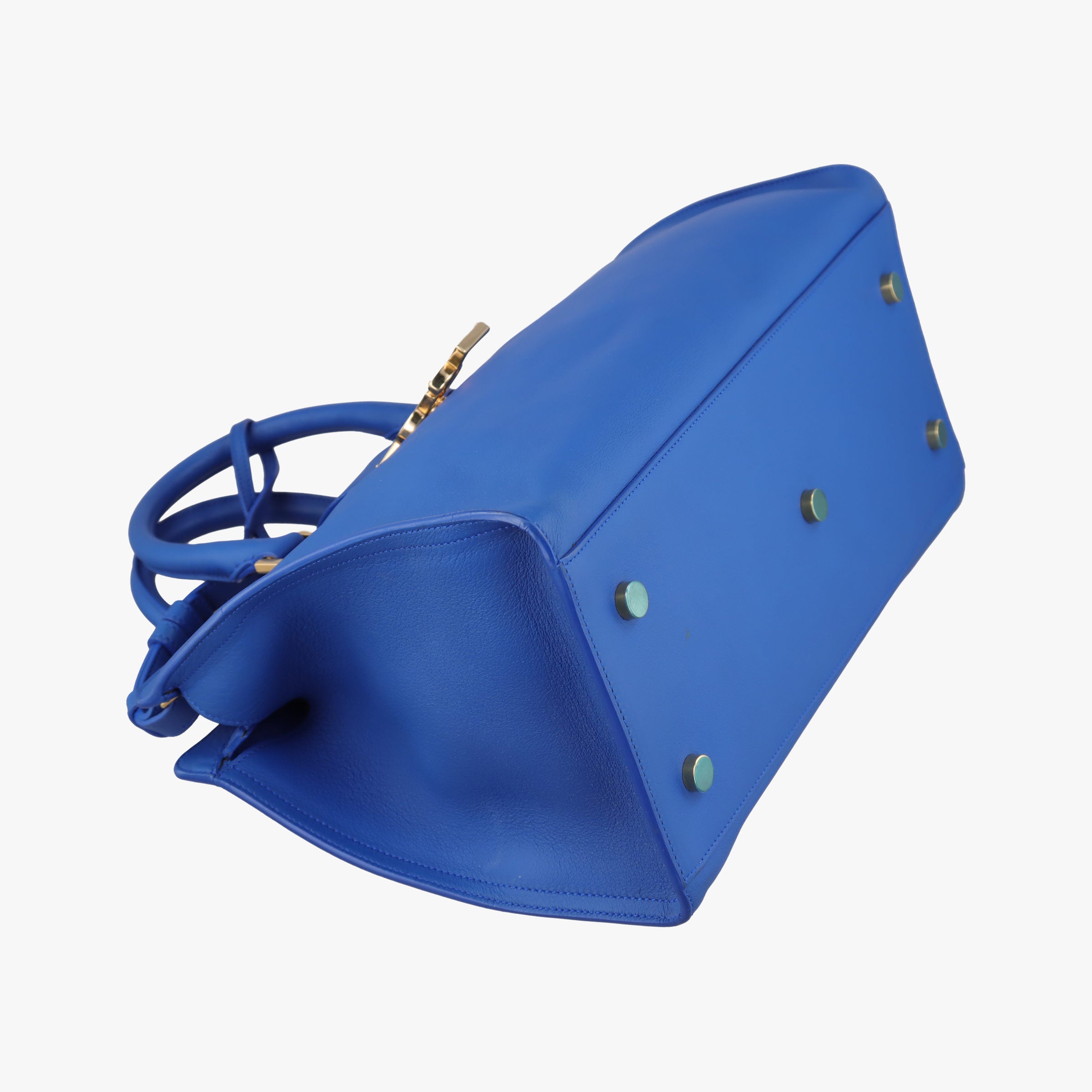 Secondhand Yves Saint Laurent BABY CABAS Blue Leather 394461 shoulderbag | stylenewstar