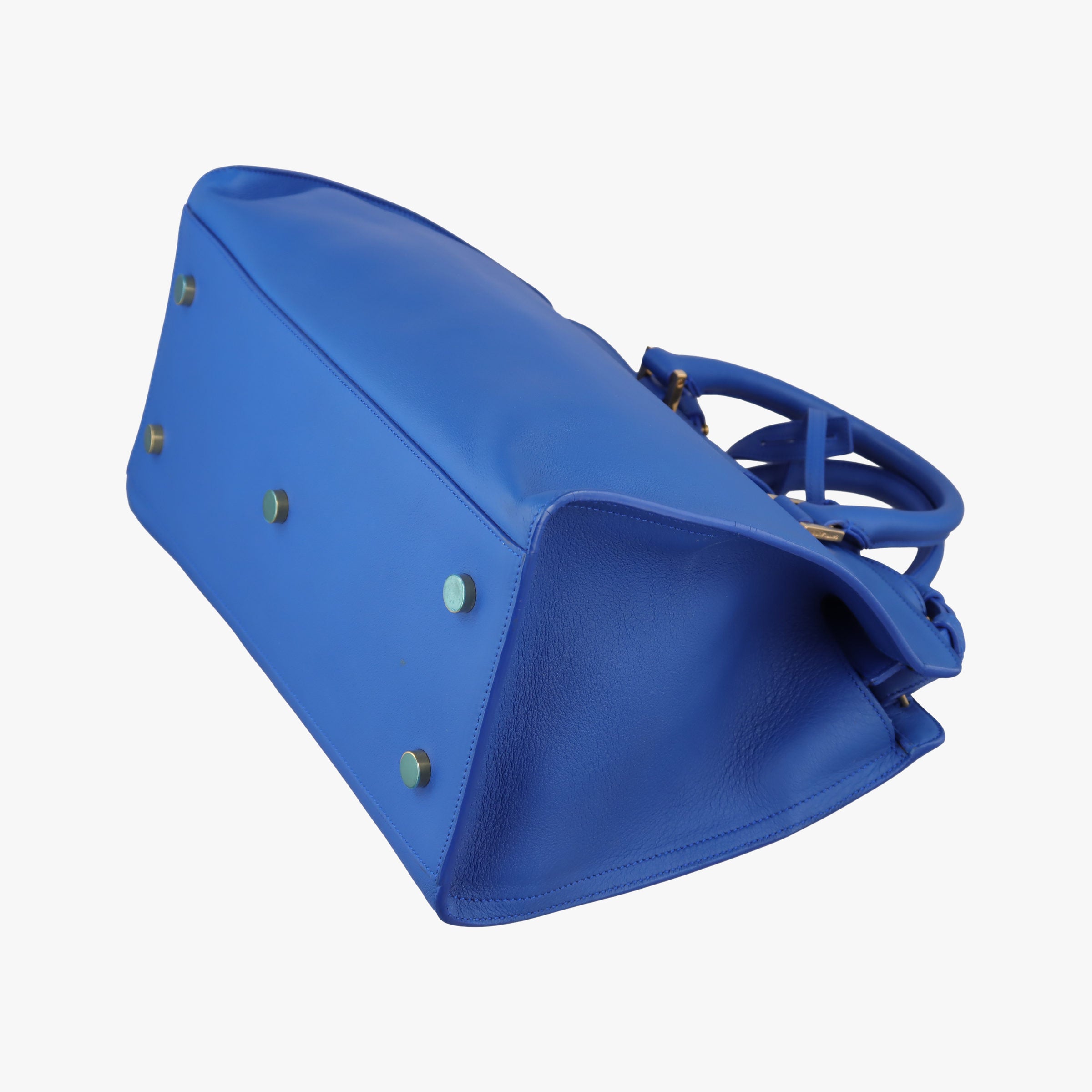 Secondhand Yves Saint Laurent BABY CABAS Blue Leather 394461 shoulderbag | stylenewstar