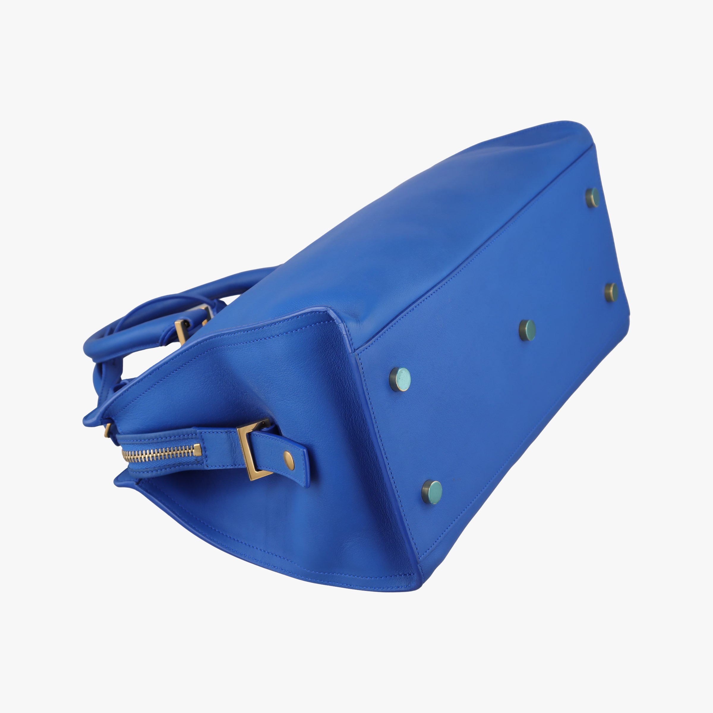 Secondhand Yves Saint Laurent BABY CABAS Blue Leather 394461 shoulderbag | stylenewstar