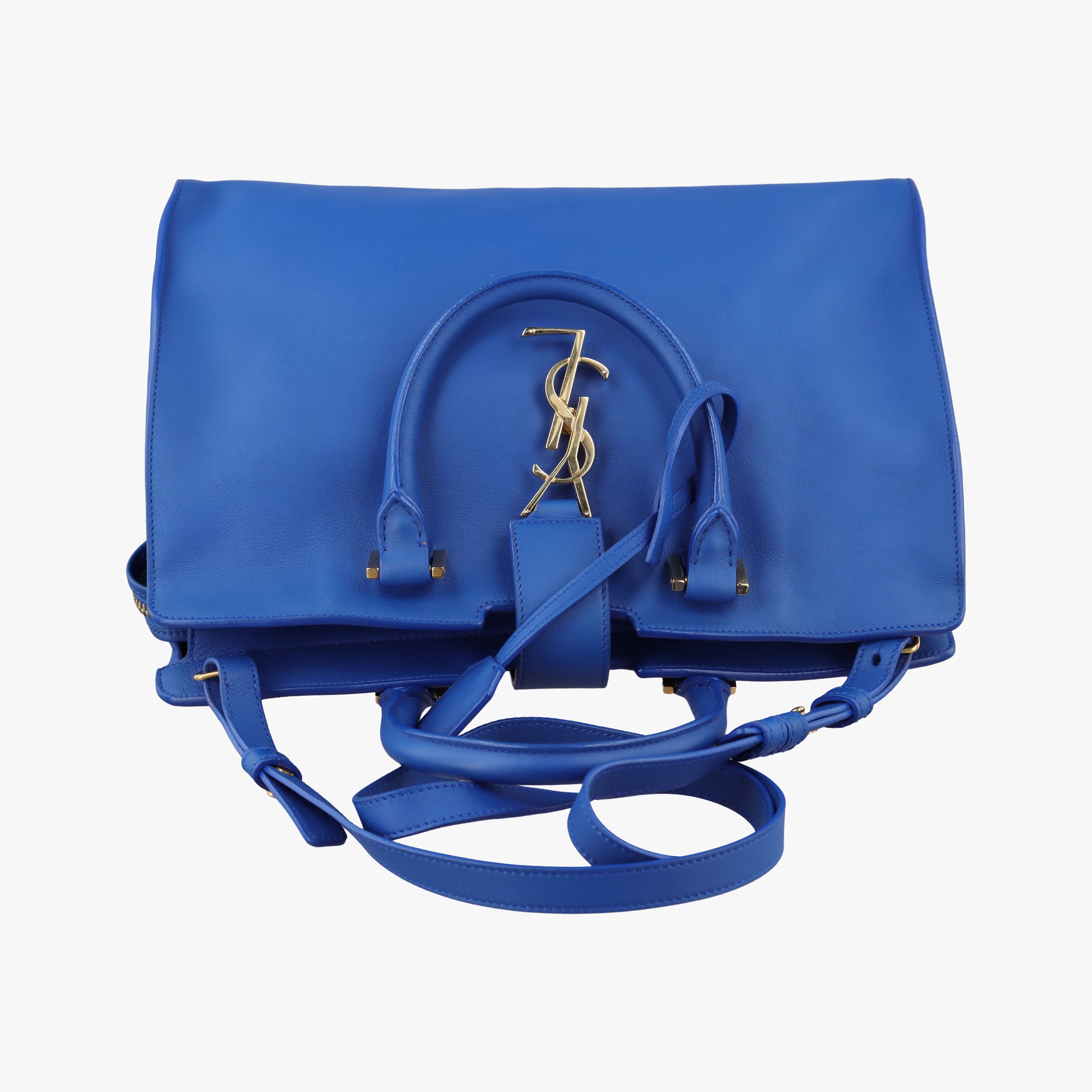 Secondhand Yves Saint Laurent BABY CABAS Blue Leather 394461 shoulderbag | stylenewstar