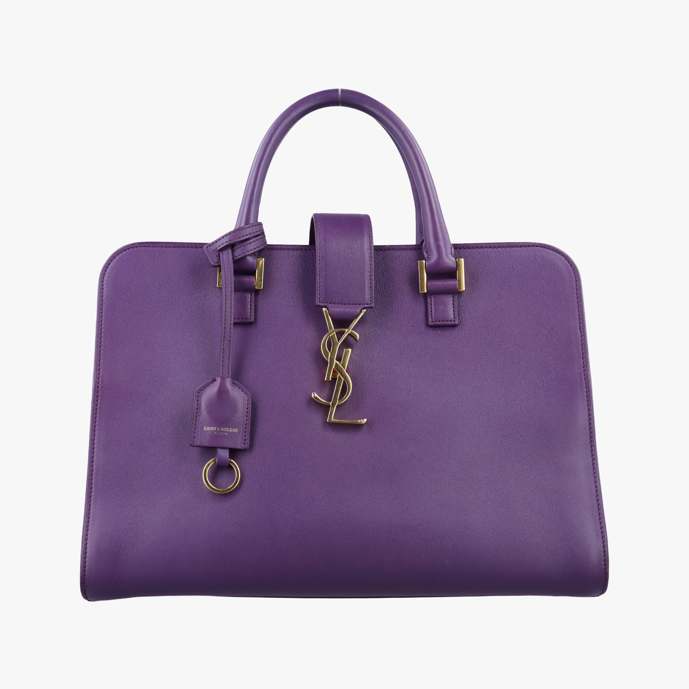Secondhand Yves Saint Laurent baby Cabas Purple Leather 357395 handbag | stylenewstar