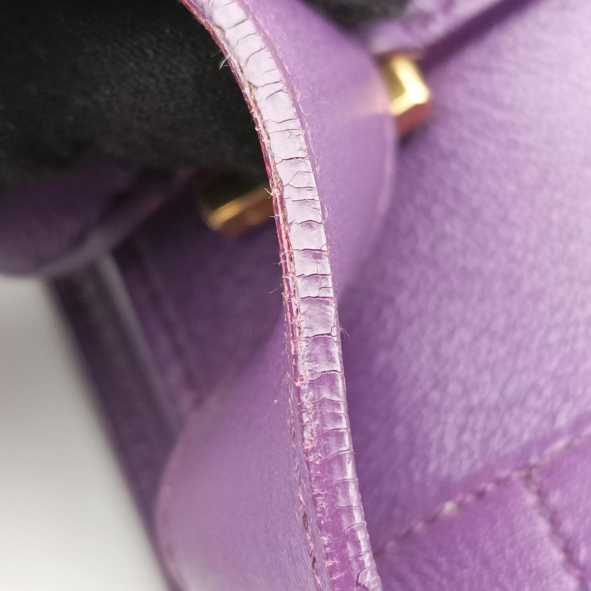 Secondhand Yves Saint Laurent baby Cabas Purple Leather 357395 handbag | stylenewstar