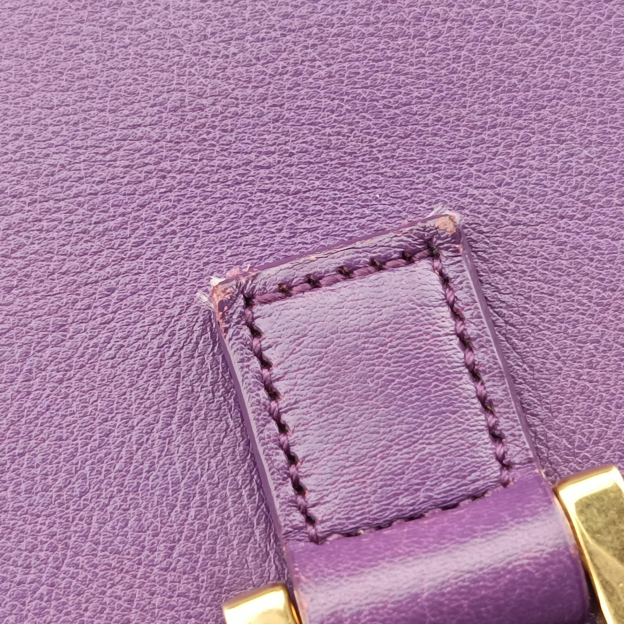 Secondhand Yves Saint Laurent baby Cabas Purple Leather 357395 handbag | stylenewstar