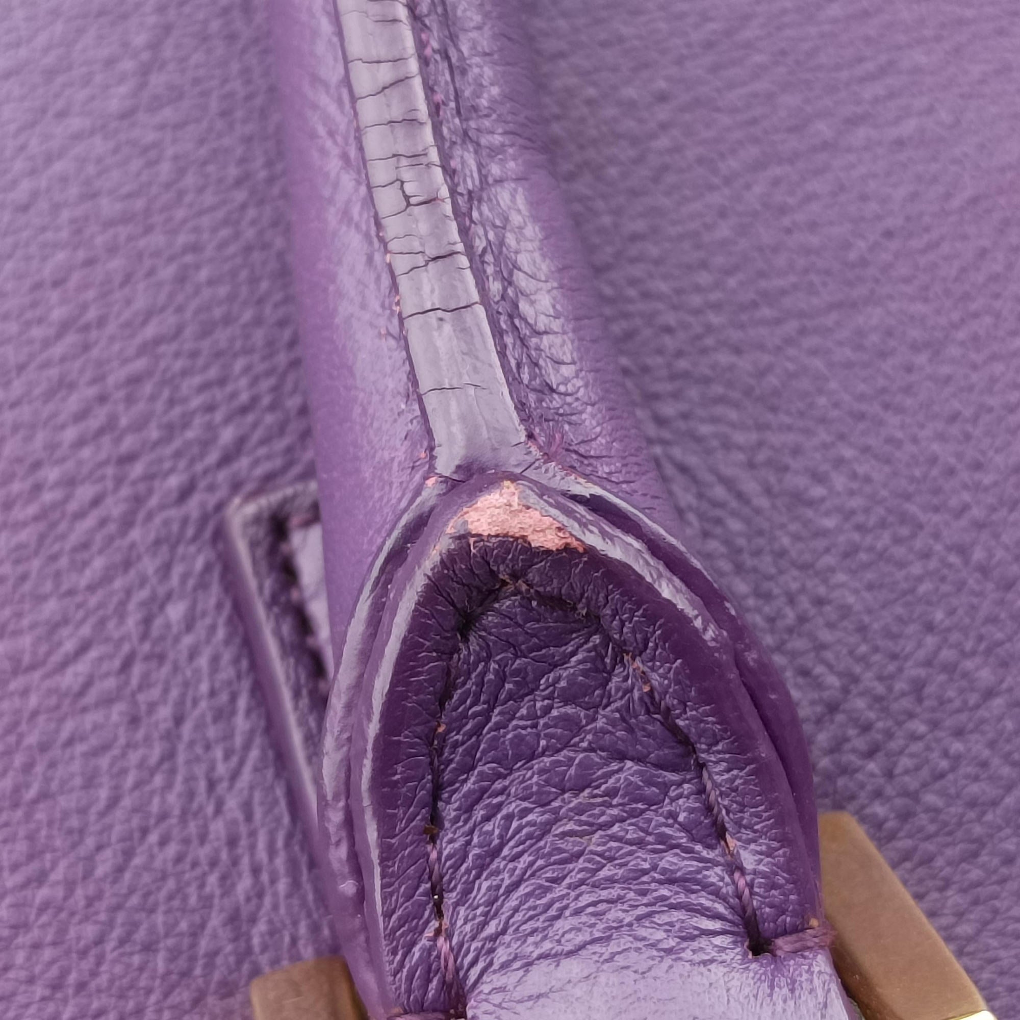 Secondhand Yves Saint Laurent baby Cabas Purple Leather 357395 handbag | stylenewstar