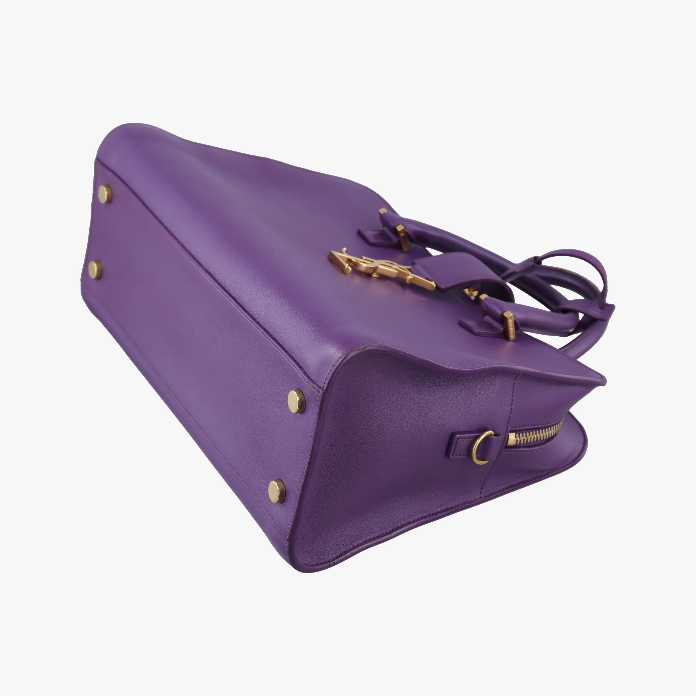 Secondhand Yves Saint Laurent baby Cabas Purple Leather 357395 handbag | stylenewstar