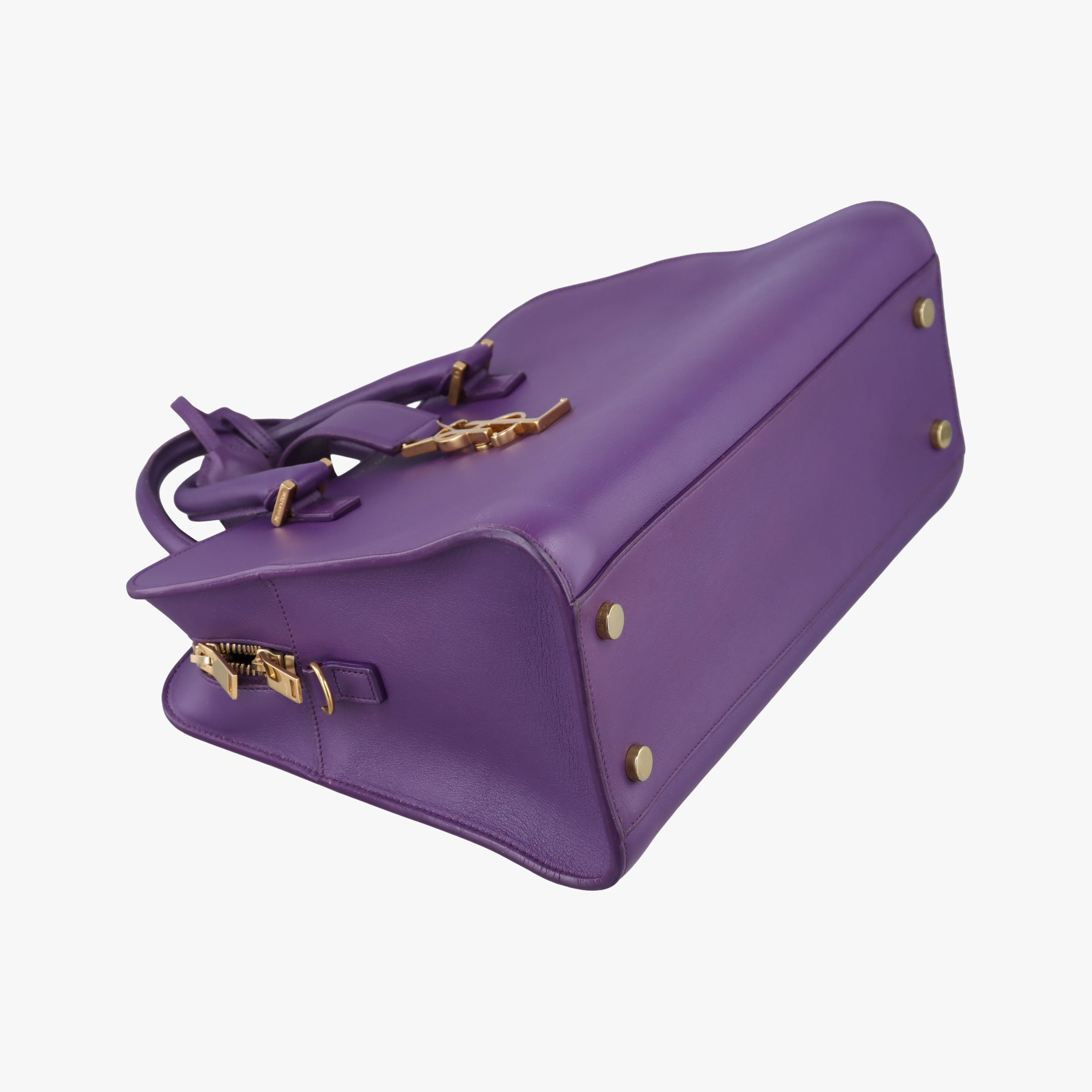 Secondhand Yves Saint Laurent baby Cabas Purple Leather 357395 handbag | stylenewstar