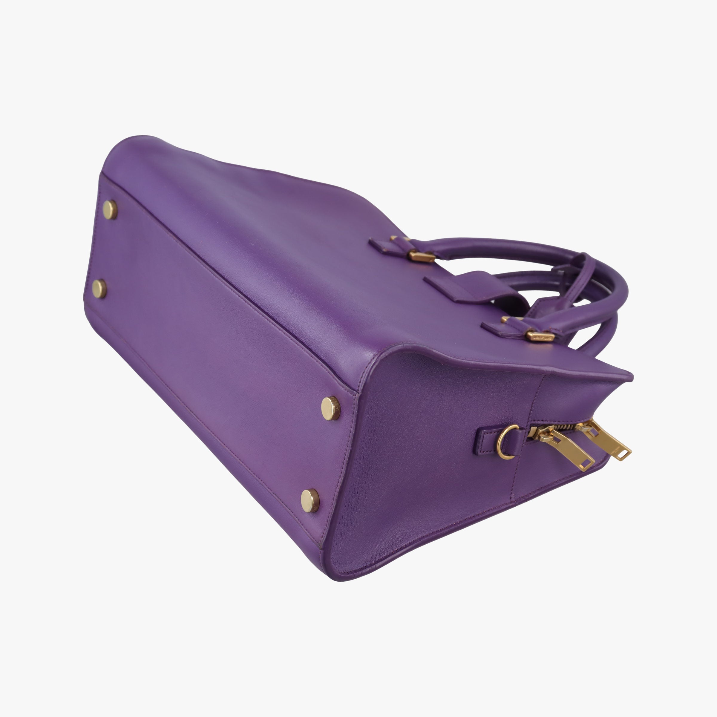 Secondhand Yves Saint Laurent baby Cabas Purple Leather 357395 handbag | stylenewstar