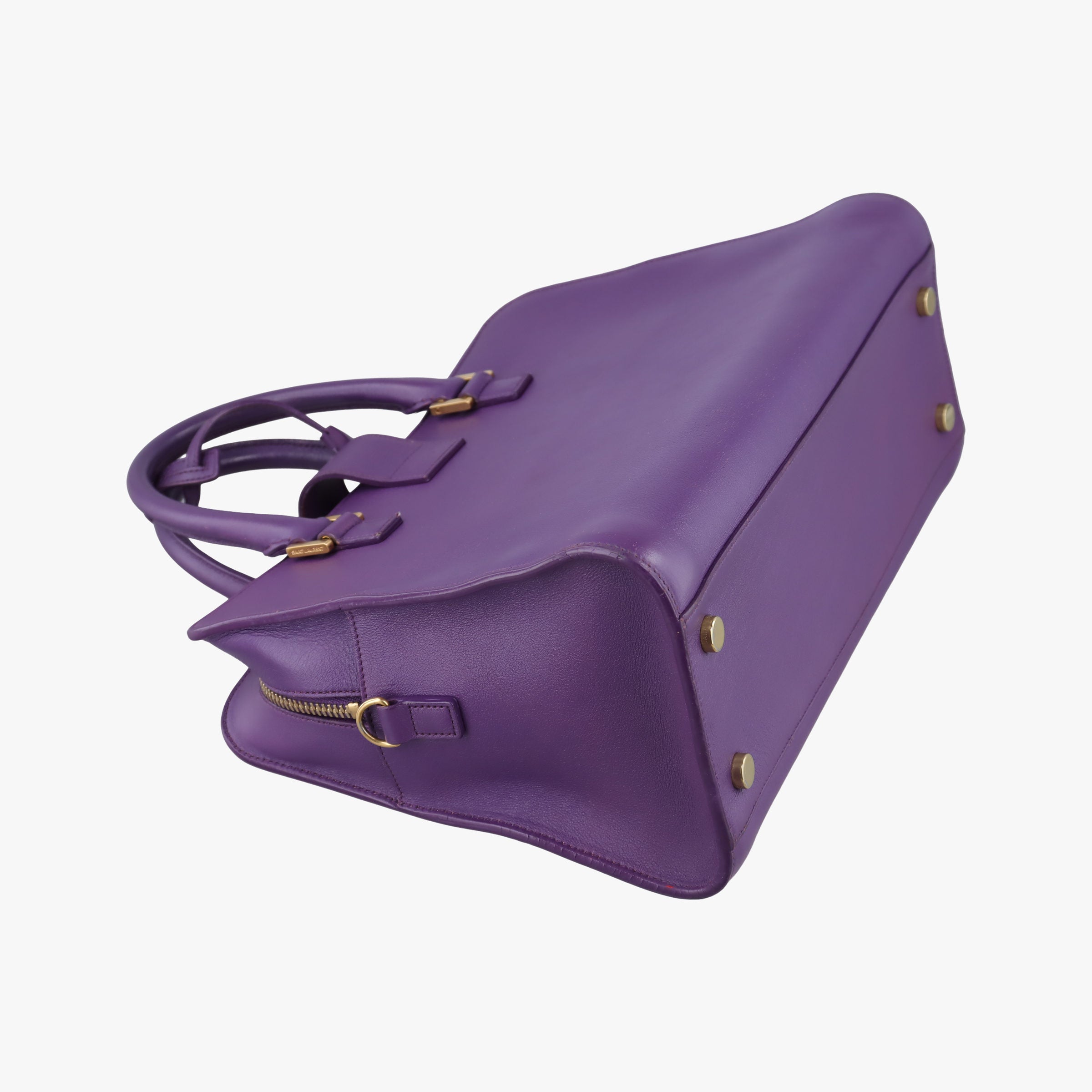 Secondhand Yves Saint Laurent baby Cabas Purple Leather 357395 handbag | stylenewstar