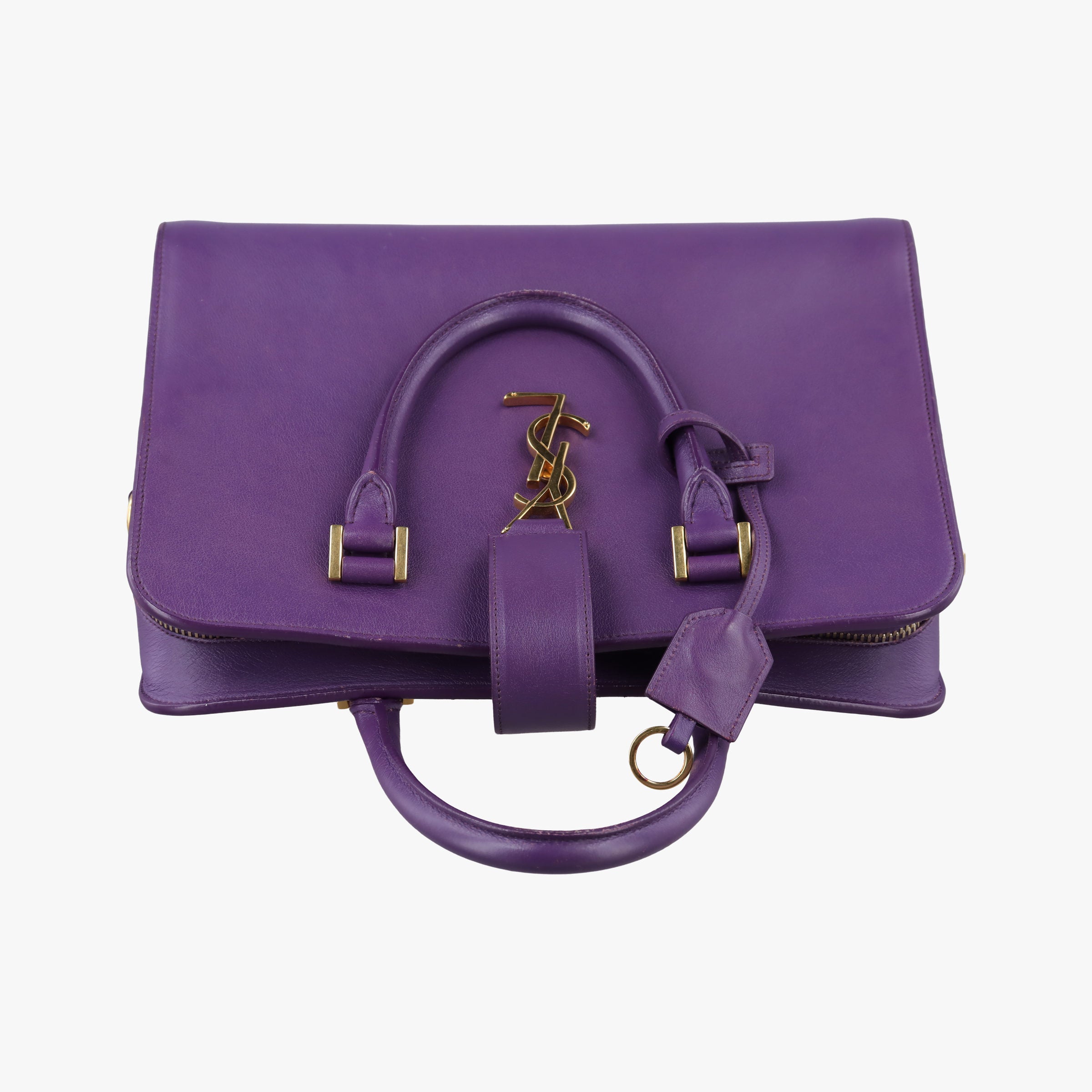 Secondhand Yves Saint Laurent baby Cabas Purple Leather 357395 handbag | stylenewstar