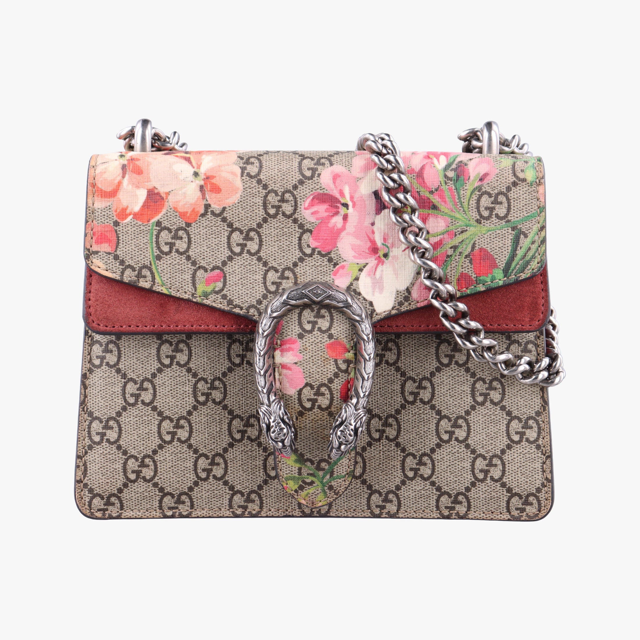 Pre-owned Gucci Dionysus beige×red×multicolor PVC coated canvas × suede 421970 shoulderbag | stylenewstar