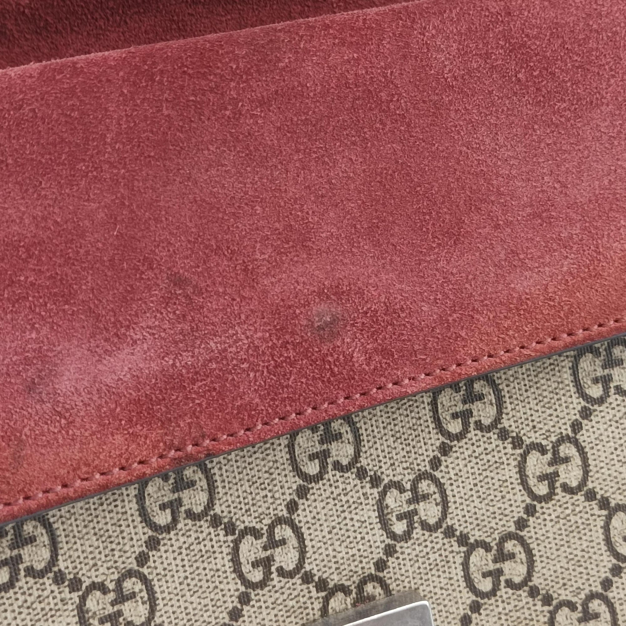 Pre-owned Gucci Dionysus beige×red×multicolor PVC coated canvas × suede 421970 shoulderbag | stylenewstar