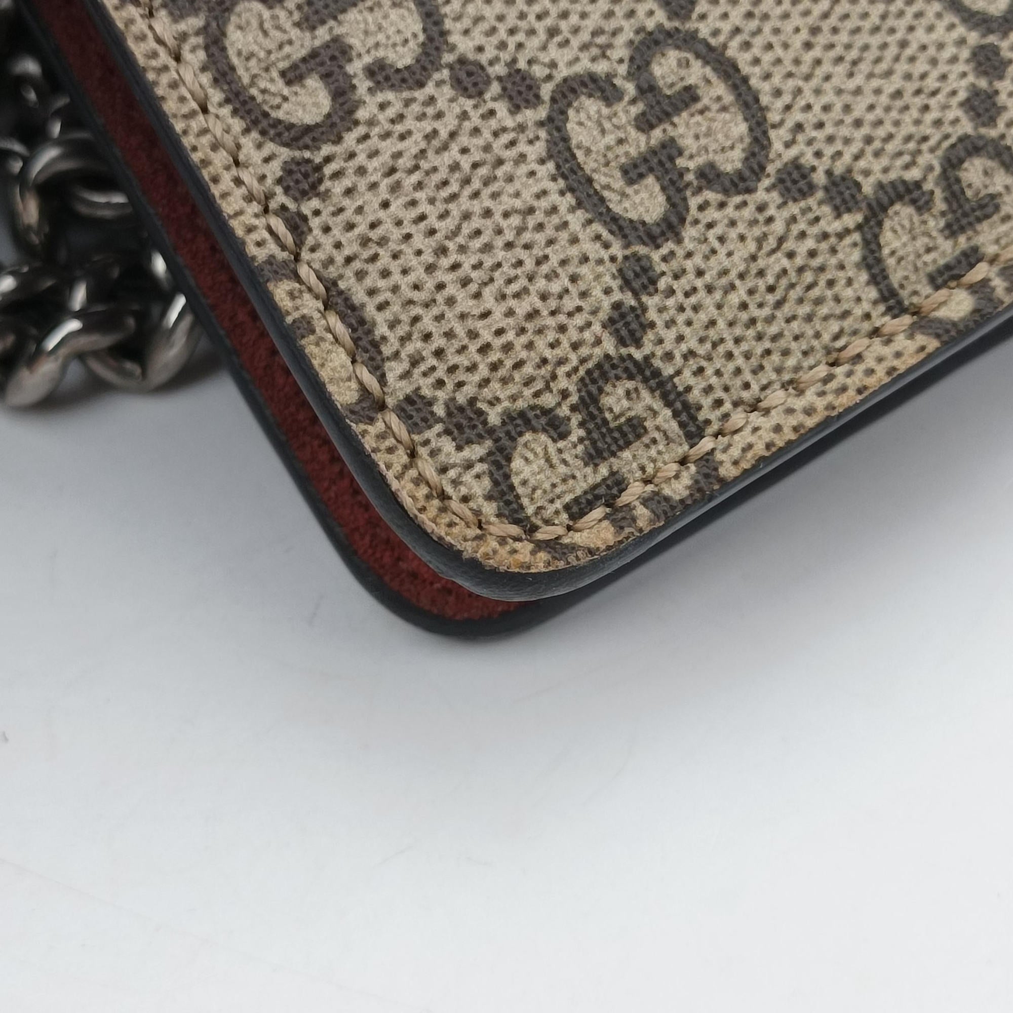 Pre-owned Gucci Dionysus beige×red×multicolor PVC coated canvas × suede 421970 shoulderbag | stylenewstar