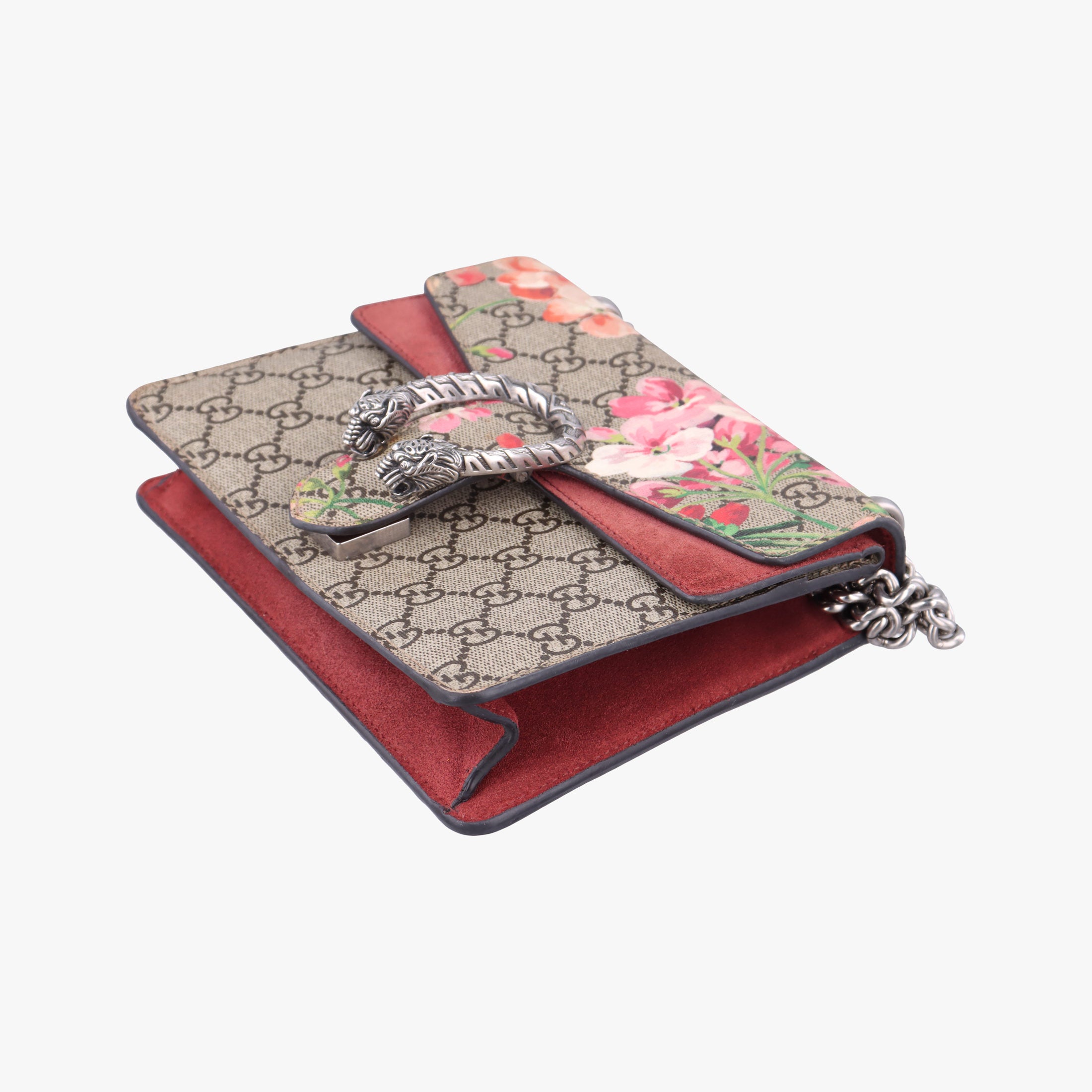 Pre-owned Gucci Dionysus beige×red×multicolor PVC coated canvas × suede 421970 shoulderbag | stylenewstar
