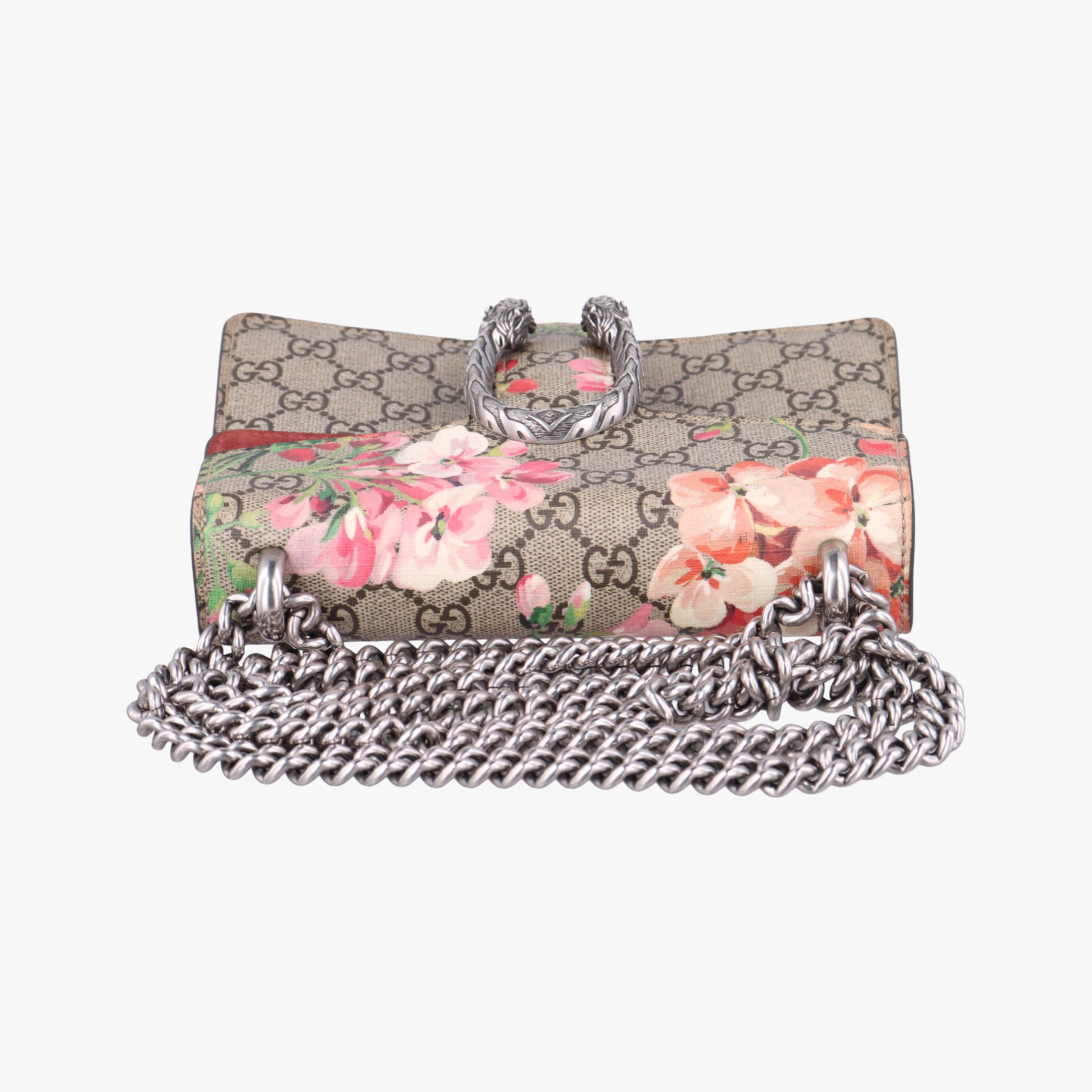 Pre-owned Gucci Dionysus beige×red×multicolor PVC coated canvas × suede 421970 shoulderbag | stylenewstar