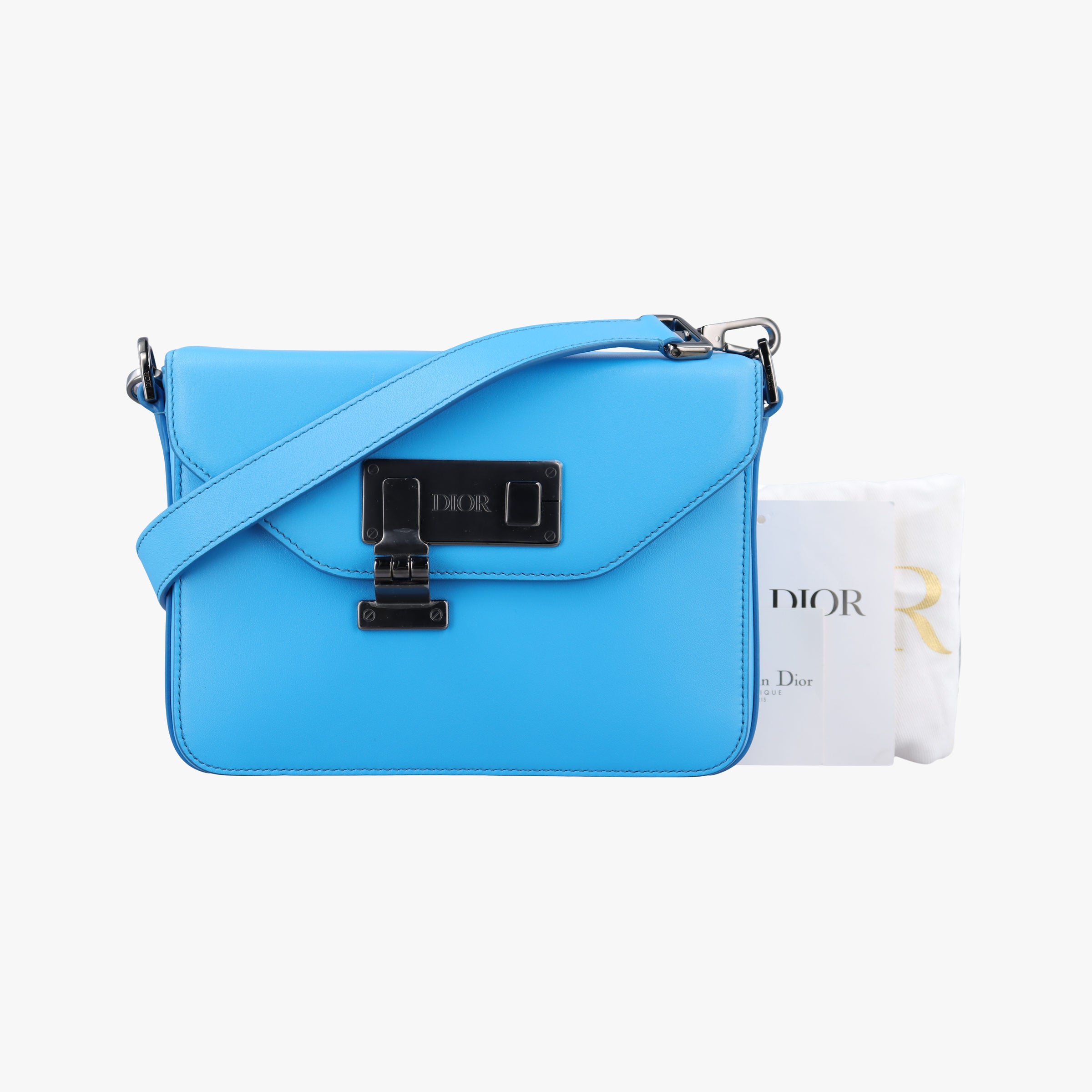 Secondhand Christian Dior Lock Blue Leather  shoulderbag | stylenewstar