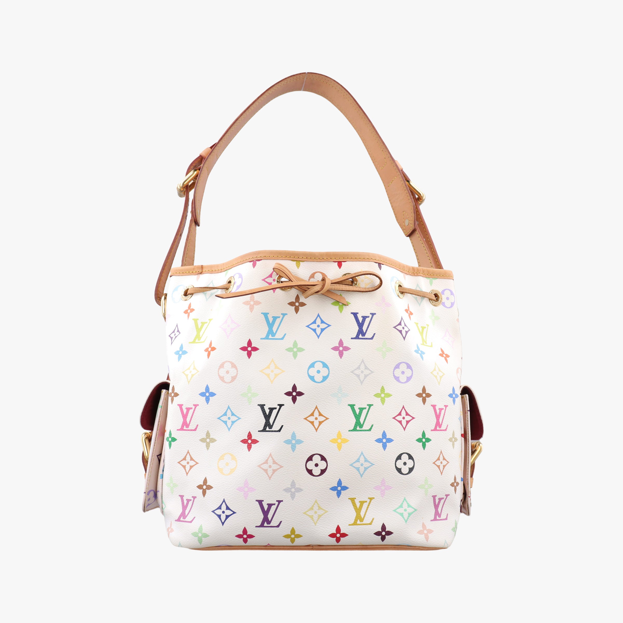 Pre-owned Louis Vuitton Petit NOe white Monogram Multicolor M42229 shoulderbag | stylenewstar