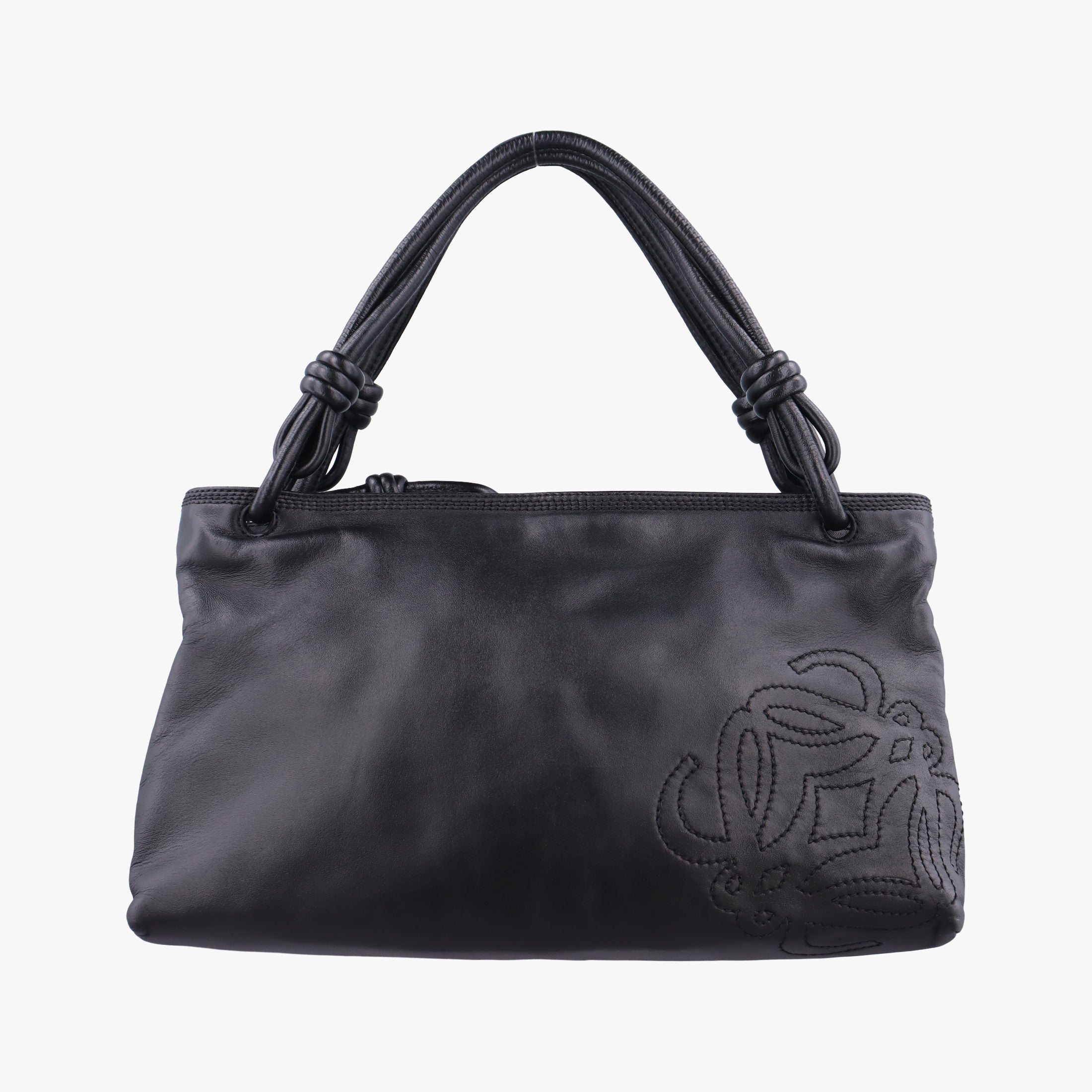 Vintage Loewe Anagram Knot Black Nappa Leather  handbag | stylenewstar
