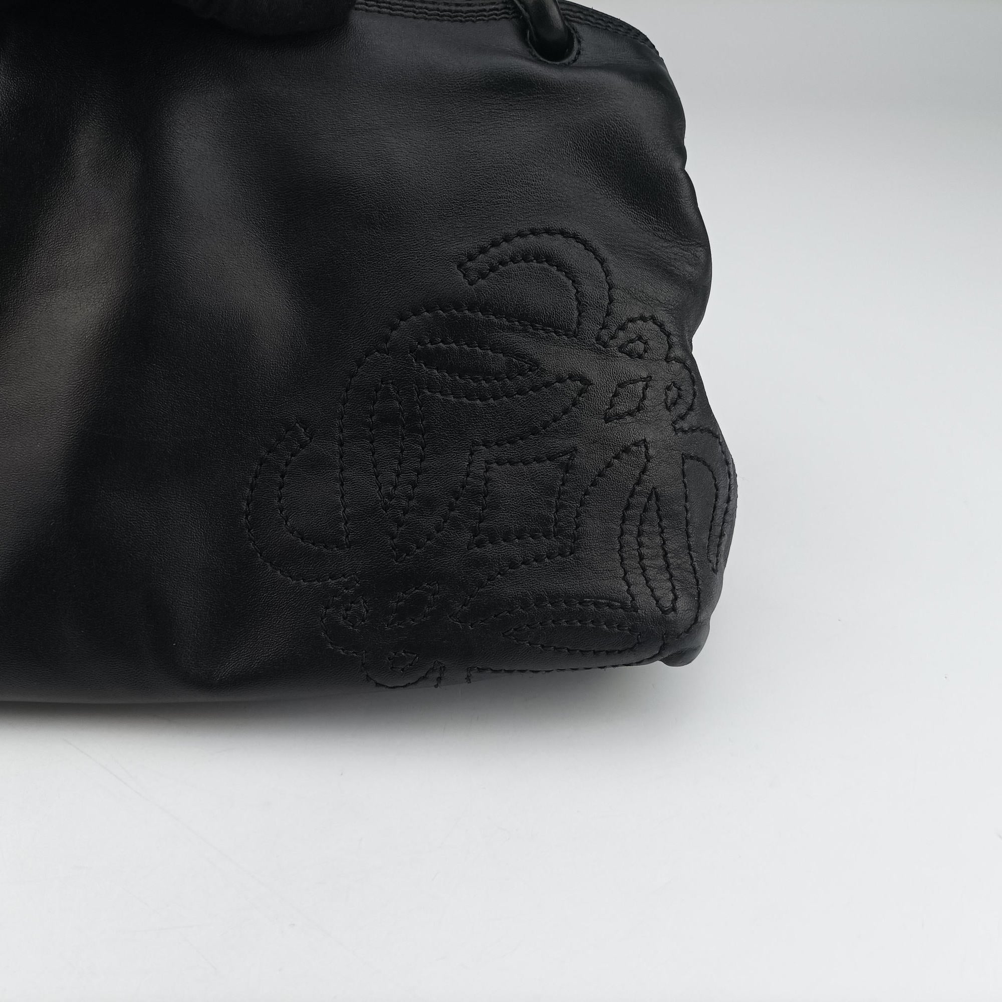 Vintage Loewe Anagram Knot Black Nappa Leather  handbag | stylenewstar