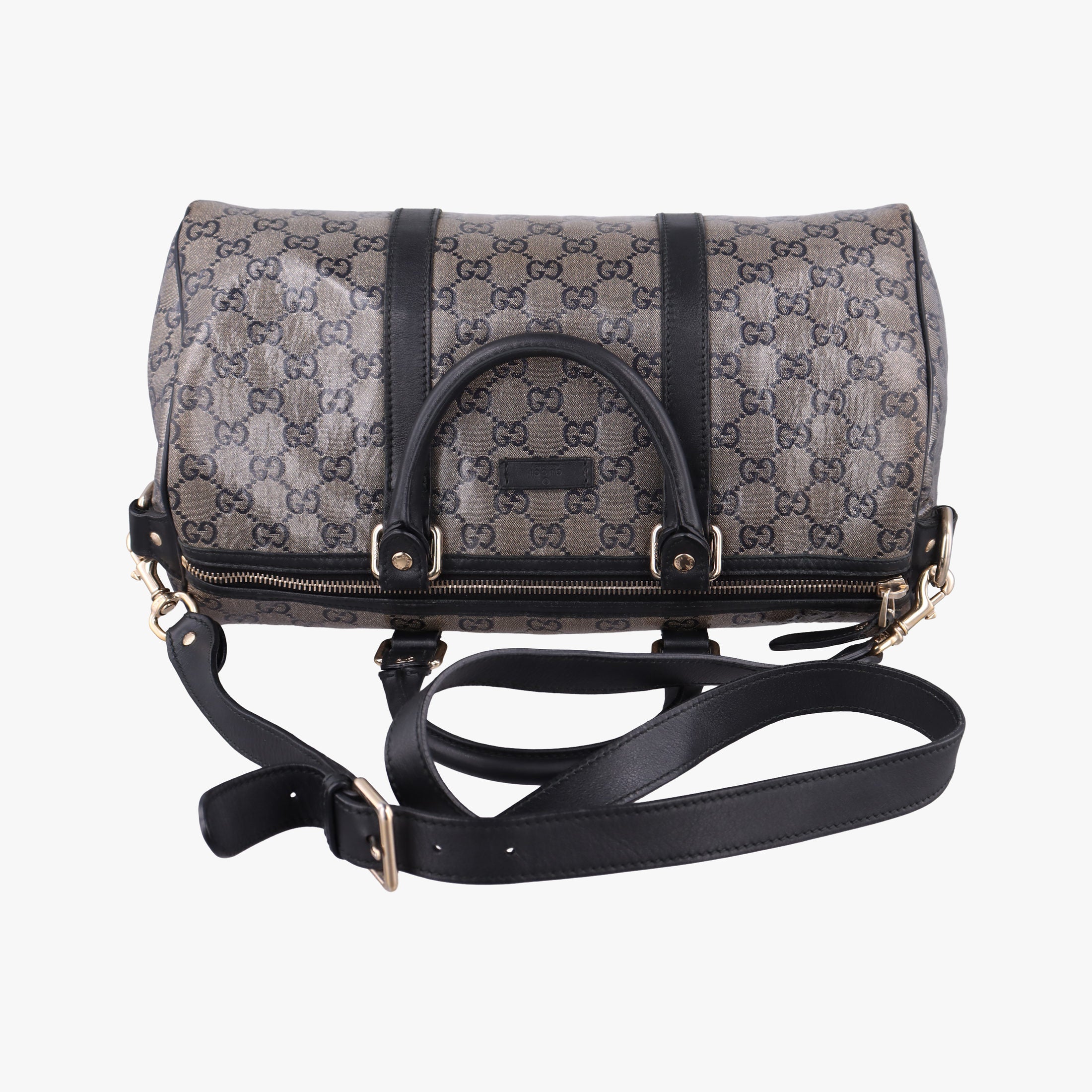 Pre-owned Gucci GG plus Spring Joy GG Supreme Grey PVC coated canvas×Leather 203696 shoulderbag | stylenewstar
