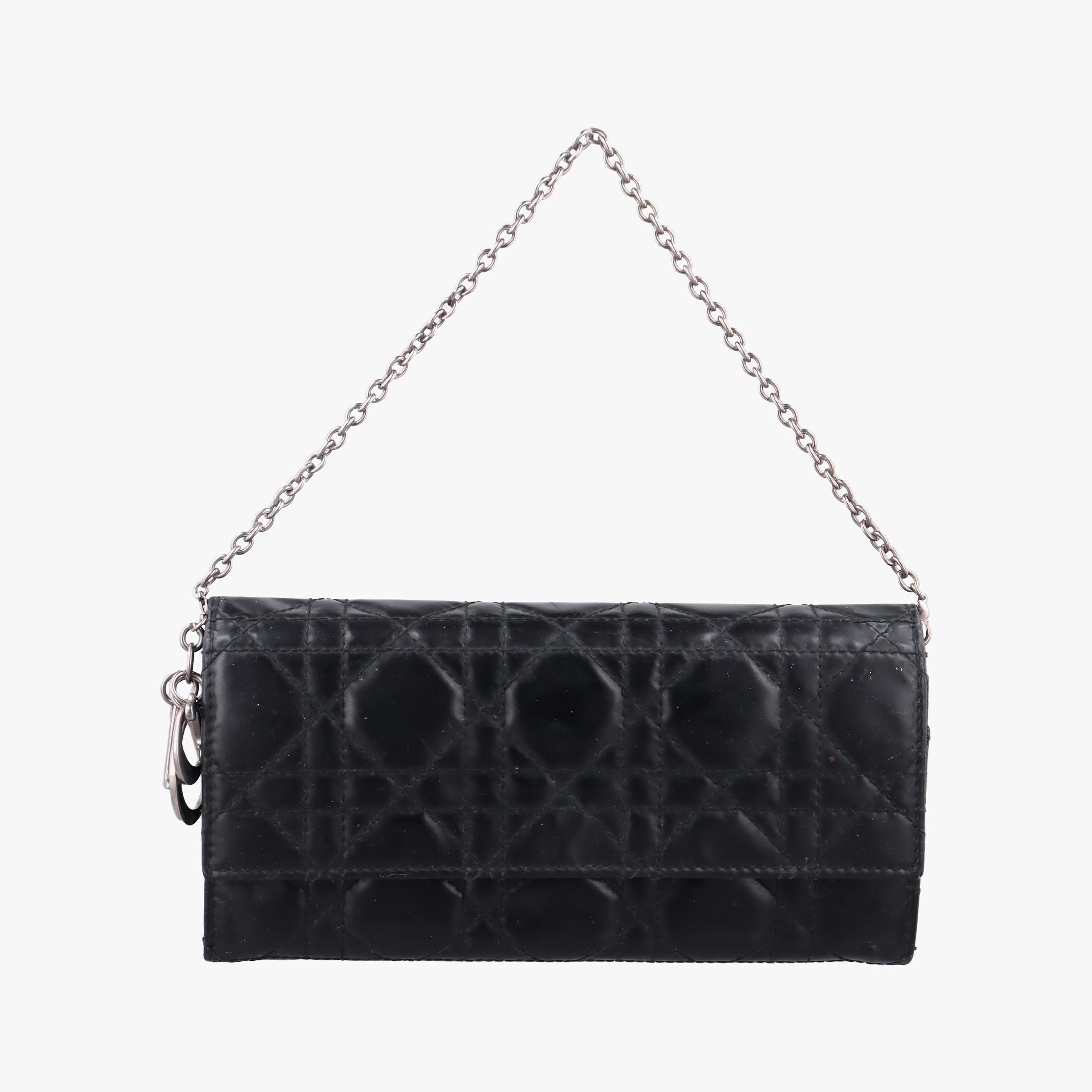 Pre-owned Christian Dior Lady Dior Cannage Black Patent Leather  handbag | stylenewstar