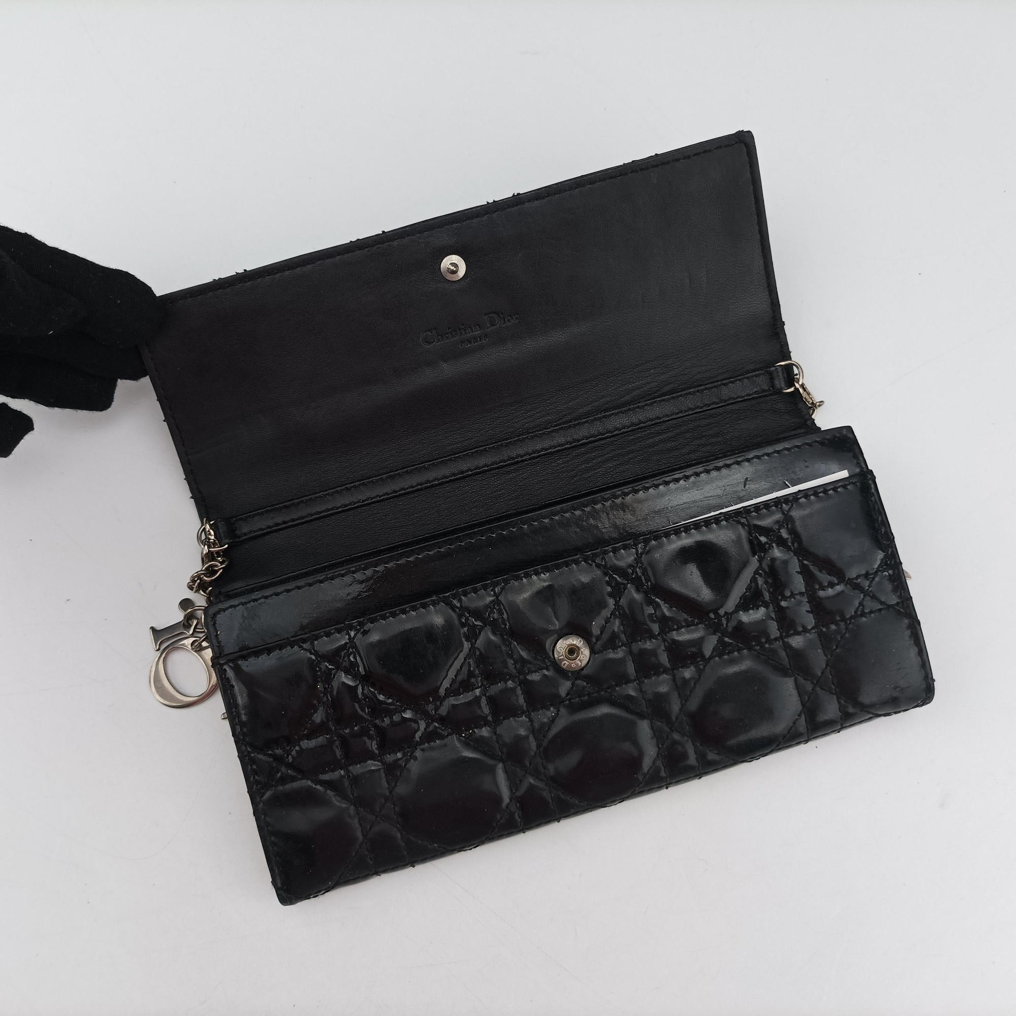 Pre-owned Christian Dior Lady Dior Cannage Black Patent Leather  handbag | stylenewstar